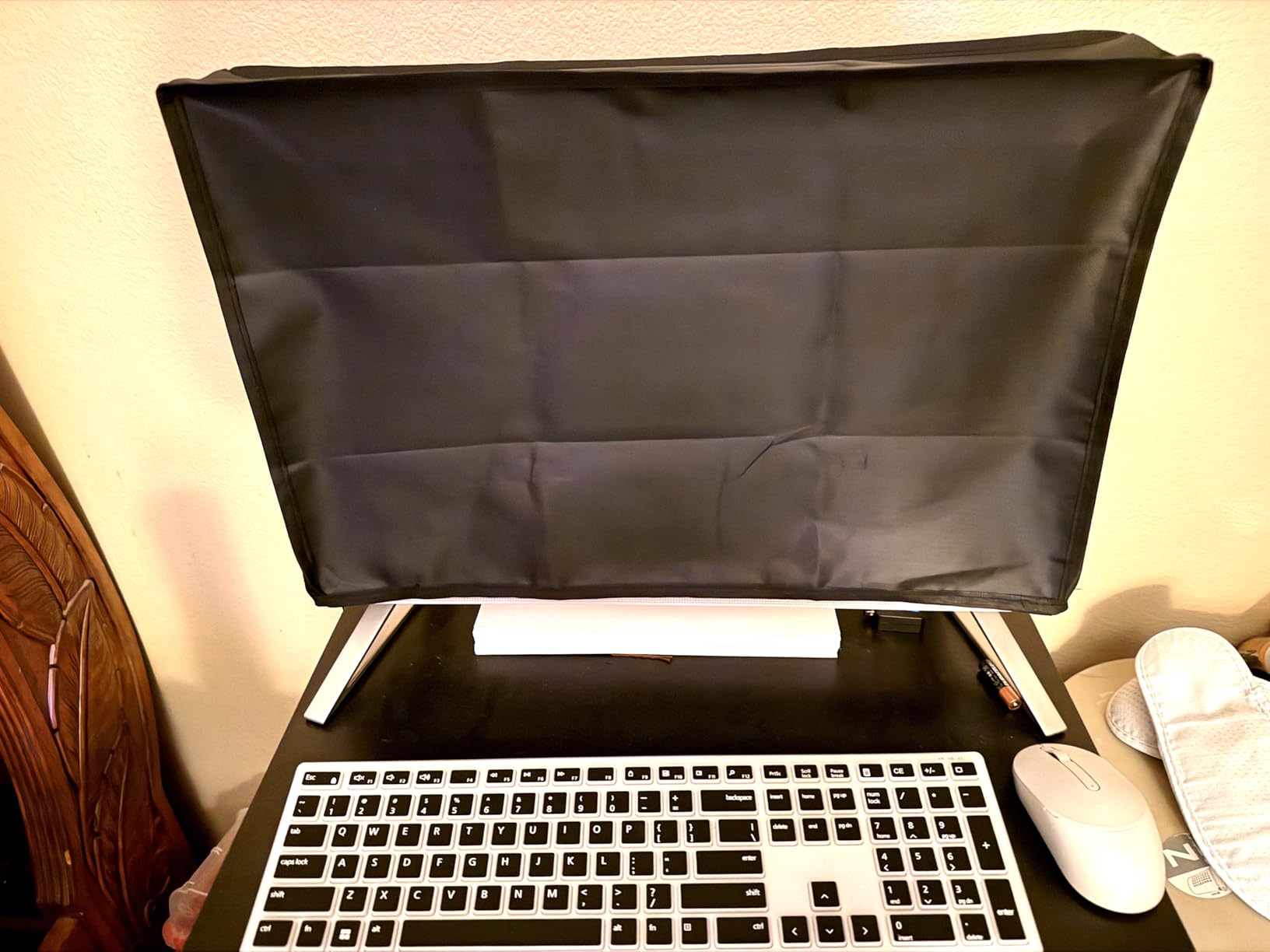 Waterproof Computer Monitor Dust Cover, Luxiv Black Full Body Cover for Computer Screen Anti-Static LCD-Silky HD Panel Dust Protective Sleeve (24W X 18H X 3.2D) customer photo 1