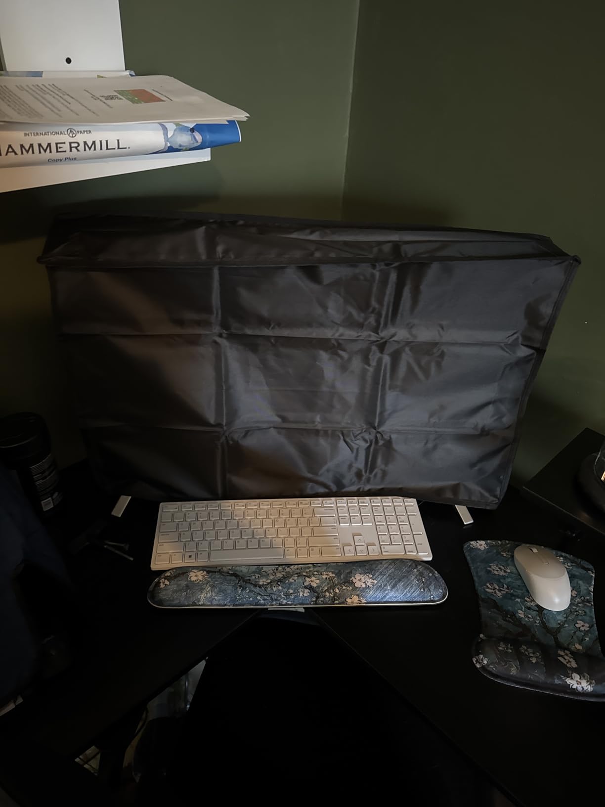 Waterproof Computer Monitor Dust Cover, Luxiv Black Full Body Cover for Computer Screen Anti-Static LCD-Silky HD Panel Dust Protective Sleeve (24W X 18H X 3.2D) customer photo 2