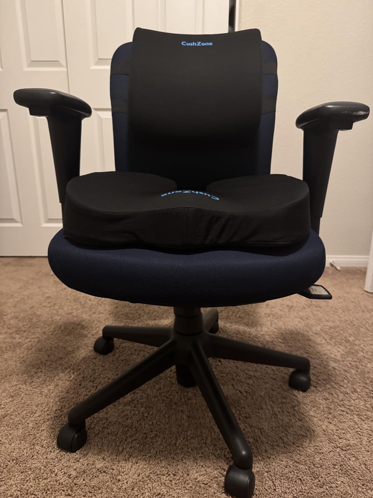 Ergonomic Seat Cushion & Lumbar Support Pillow - Memory Foam for Sciatica Pain Relief & Posture Correction, Non-Slip Chair Cushions for Office Chair/Car/Wheelchair/Travel customer photo 1