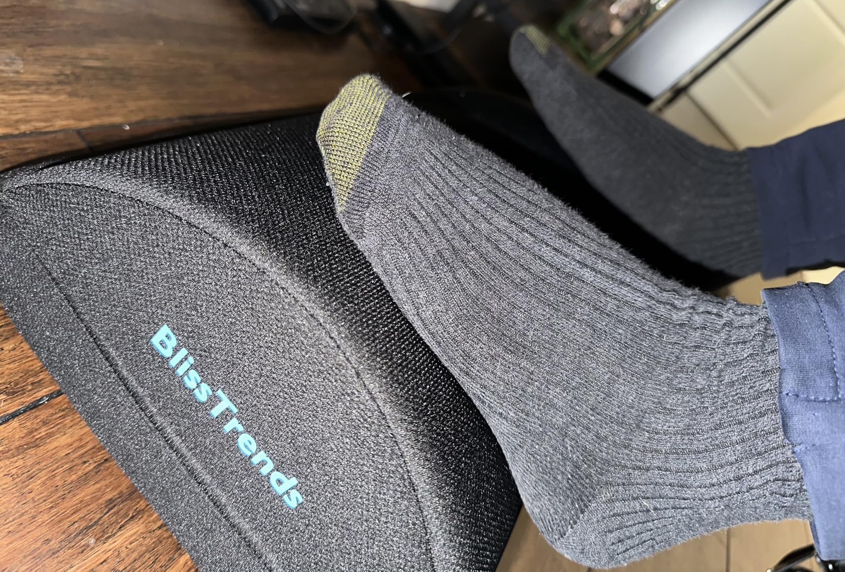 BlissTrends Foot Rest for Under Desk at Work-Versatile Foot Stool with Washable Cover-Comfortable Footrest with 2 Adjustable Heights for Car,Home and Office to Relieve Back,Lumbar,Knee Pain-Black customer photo 1