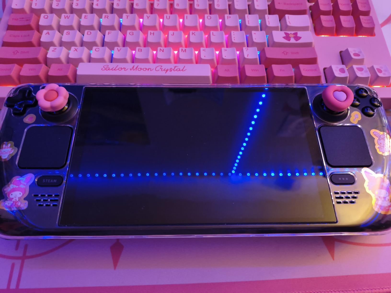 Cute Thumb Grip Caps for PS5 Controller, Thumbsticks Cover Set Compatible with Switch Pro Controller and PS4 PS5 Controller, 4Pcs - Heart & Flower customer photo 2