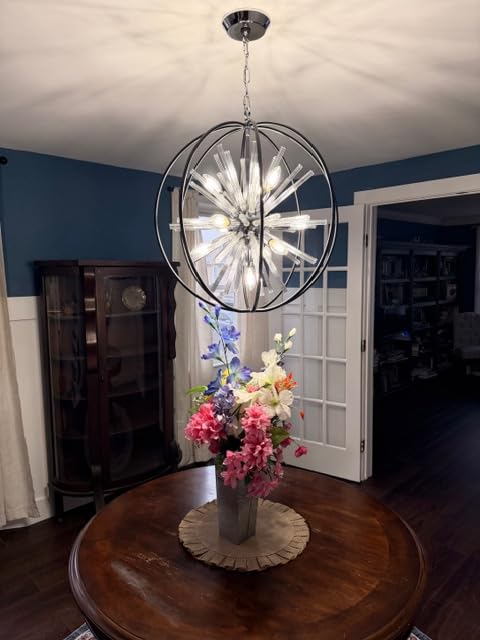 Vezzio 12-Light Modern Crystal Chandeliers for Entryway D27 Inch Black Globe Foyer Chandelier Contemporary Ceiling Hanging Light Fixture for Dining Room Kitchen Island Living Room Hallway Stairway customer photo 1