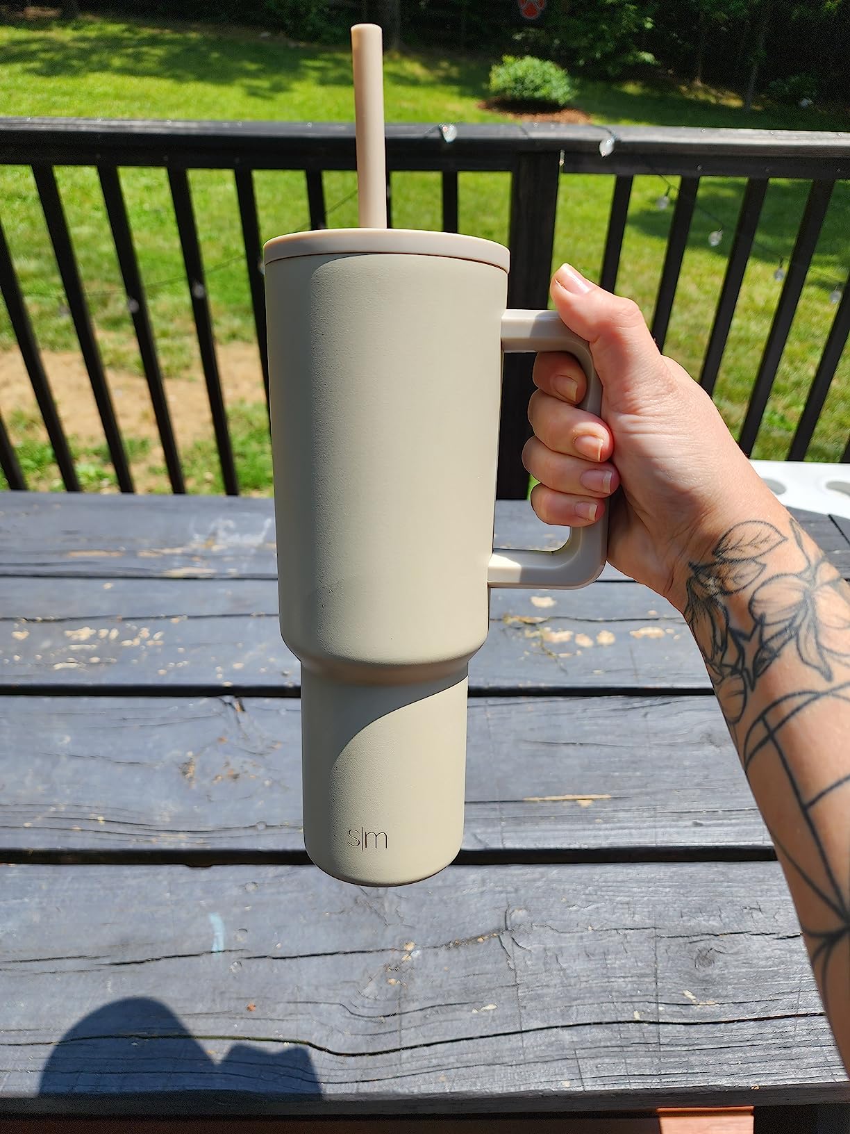 Simple Modern 40 oz Trek Tumbler with Handle and Straw Lid | Cup Holder Friendly Insulated Stainless Steel Travel Mug | Midnight Black customer photo 2