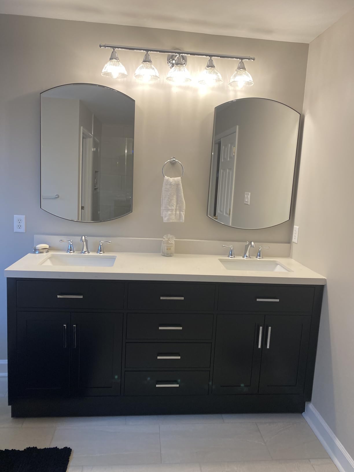 ARIEL Hepburn 72-inch Bathroom Vanity with Sink, Solid Wood, 1.5-inch Pure White Quartz Countertop & Backsplash, Double Rectangular Porcelain Sink, 4 Soft Closing Doors, 6 Dovetail Drawers, Grey customer photo 2