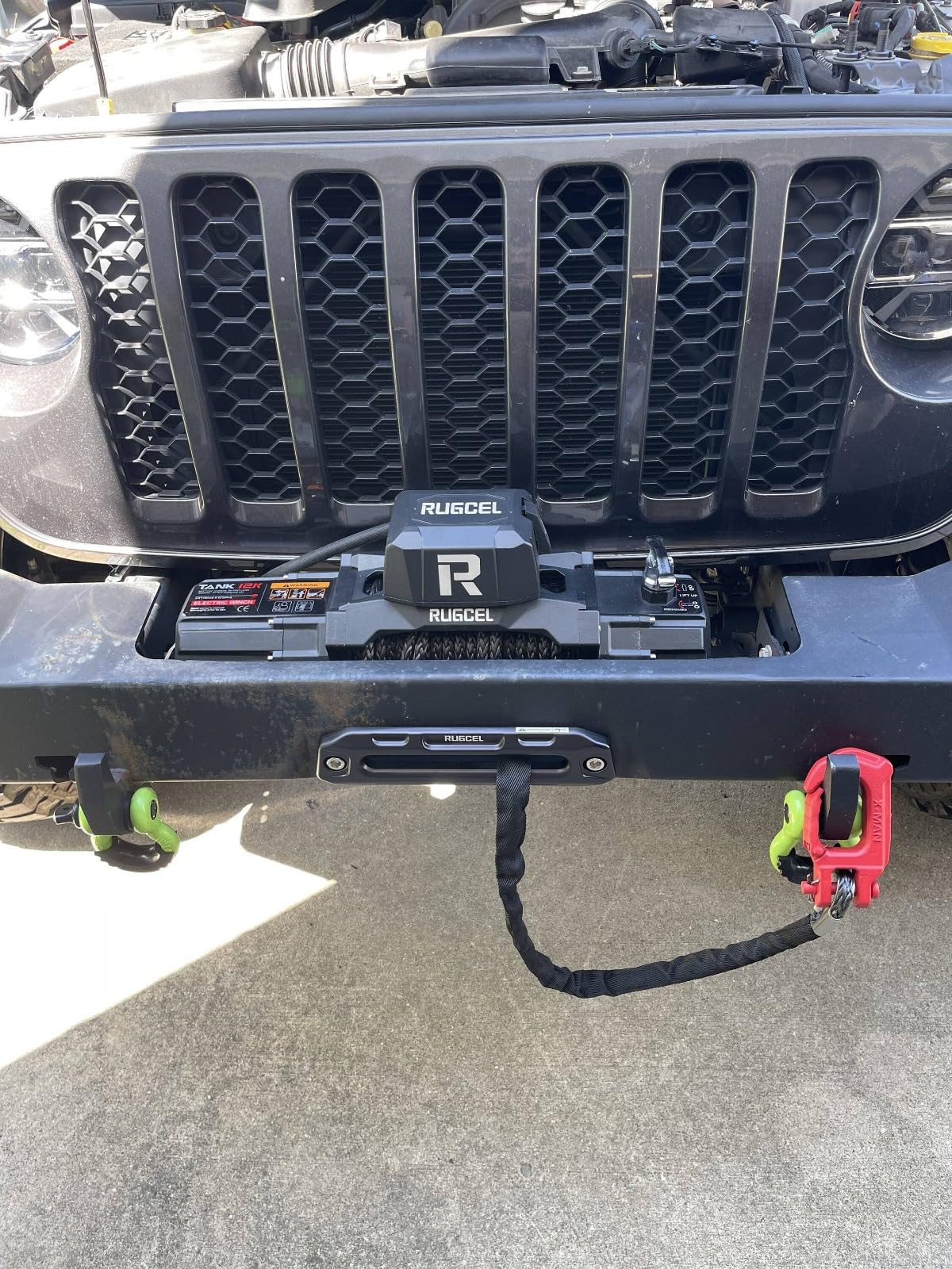 RUGCEL WINCH 12000lb New Waterproof Electric Synthetic Rope Winch 12V with Hawse Fairlead,2 in 1 Infrared Remote Control,Wired Control,Black Rope,for Truck SUV customer photo 1