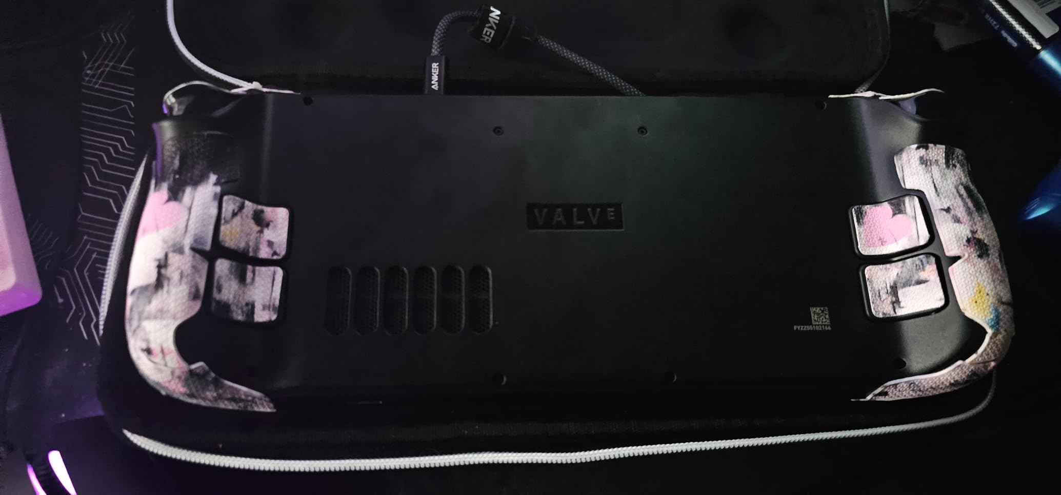 PlayVital Professional Textured Soft Rubber Pads Handle Grips for Steam Deck LCD & OLED, Trackpads Skin Grip Enhancement Back Button Protective Stickers Set with Thumb Caps - Honeycomb Textured Black customer photo 2