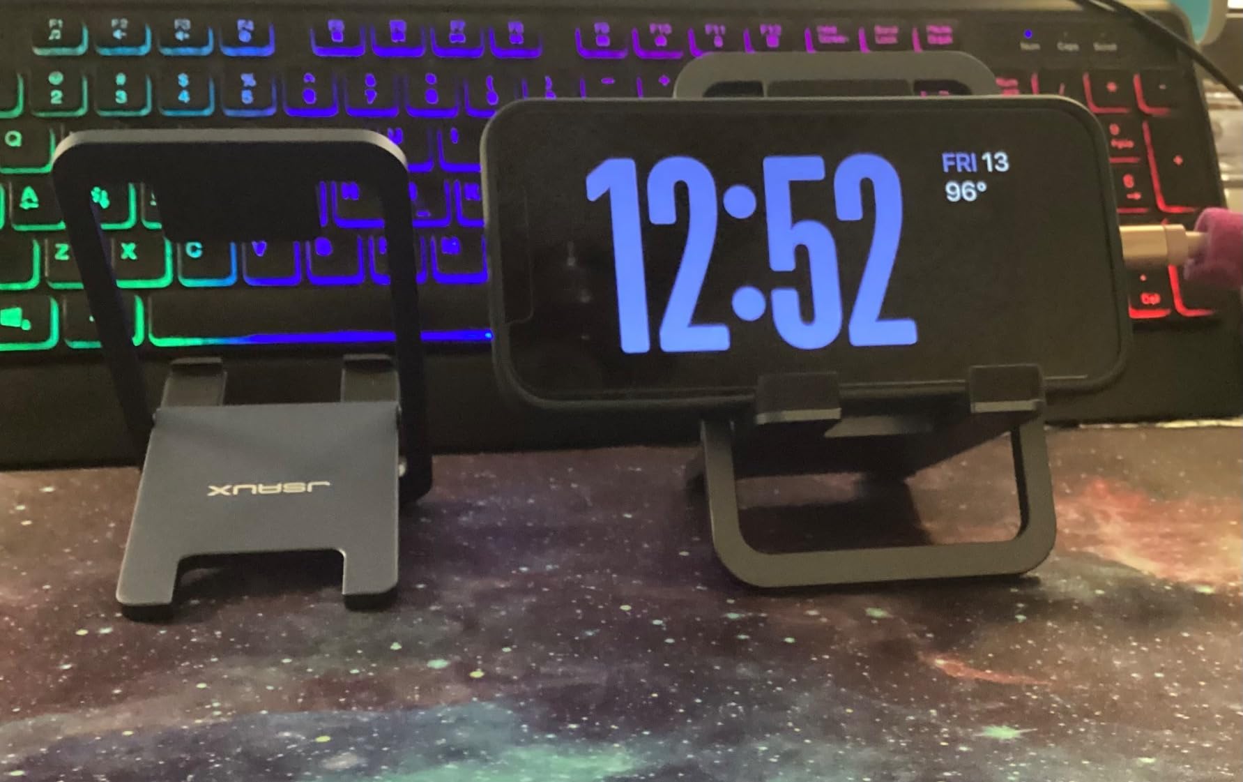 JSAUX Universal Tablet Stand, Portable Foldable Tablet Holder for Desk Compatible with iPad mini/Air, Samsung Galaxy Tab, Kindle Fire, Steam Deck, Switch 2, ROG Ally, iPhone and Other Tablets-Gray customer photo 2