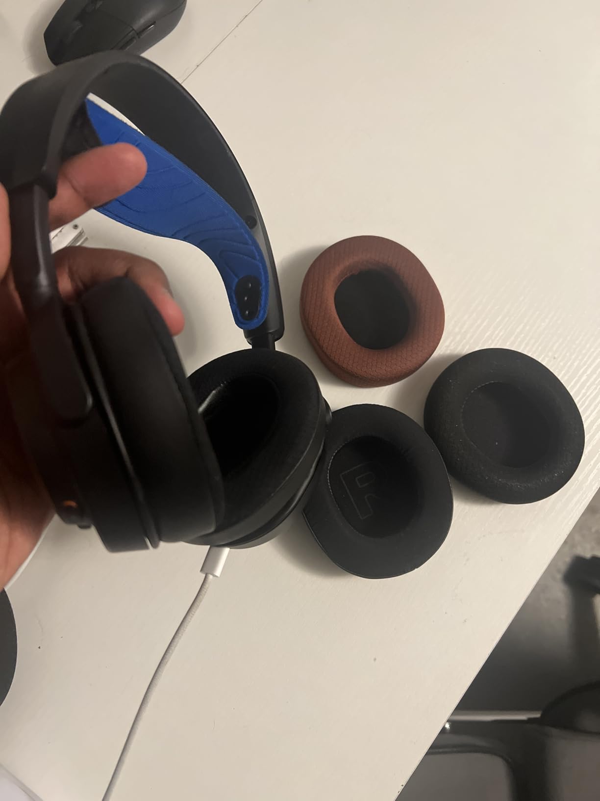 WC Freeze for Arctis - Hybrid Fabric Cooling Gel Replacement Earpads for Arctis Pro Wired, 7, 5, 4, 3, 1 - Made by Wicked Cushions (Does Not Fit Nova Pro Wireless) | Hex Red customer photo 1