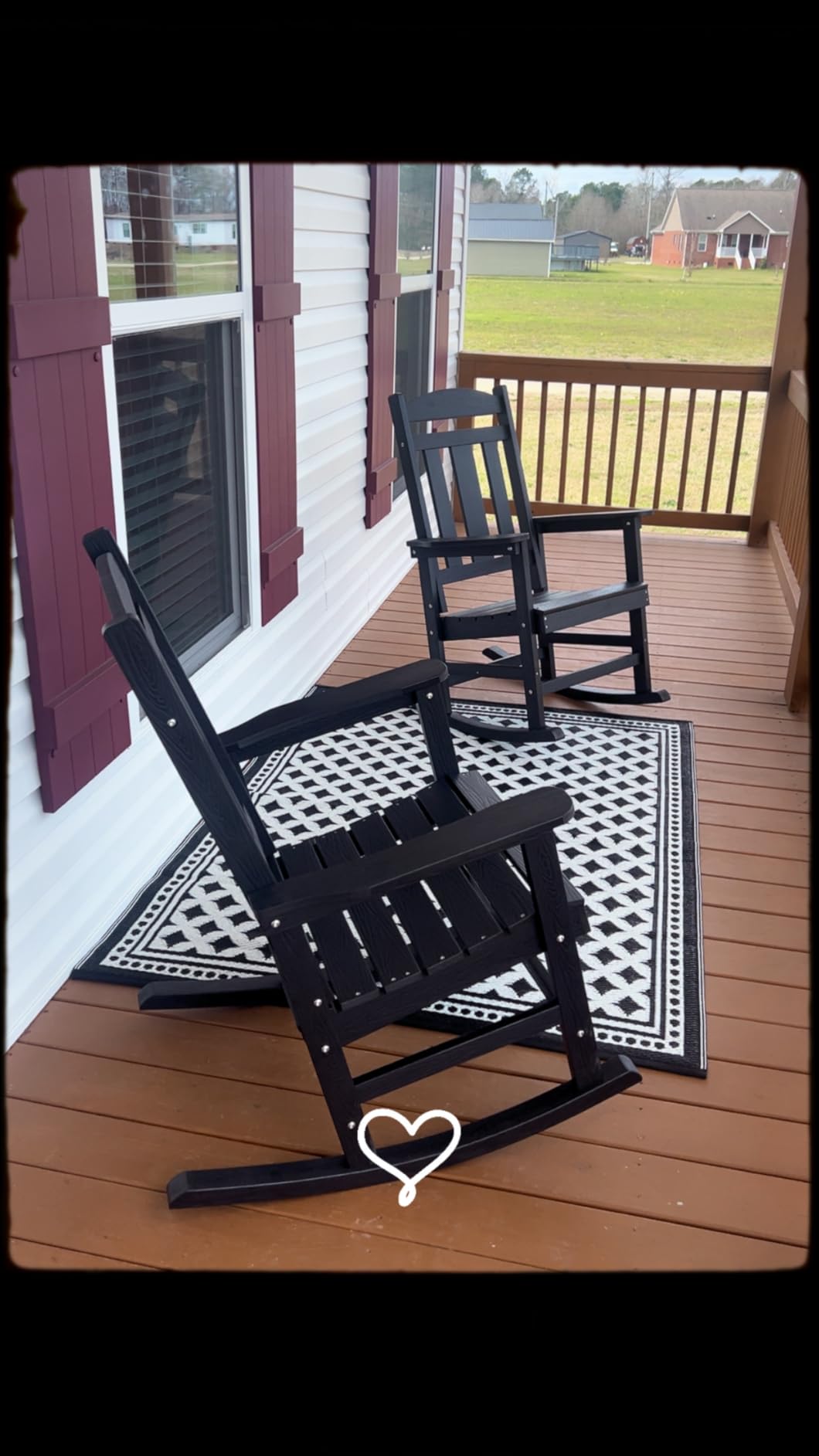 LUE BONA Outdoor Rocking Chairs Set of 2, Weather Resistant Poly Plastic Rocker, 350lb Heavy Duty, Oversized Porch Rocker for Adult, High Back Smooth for Outdoor & Indoor, Black customer photo 1