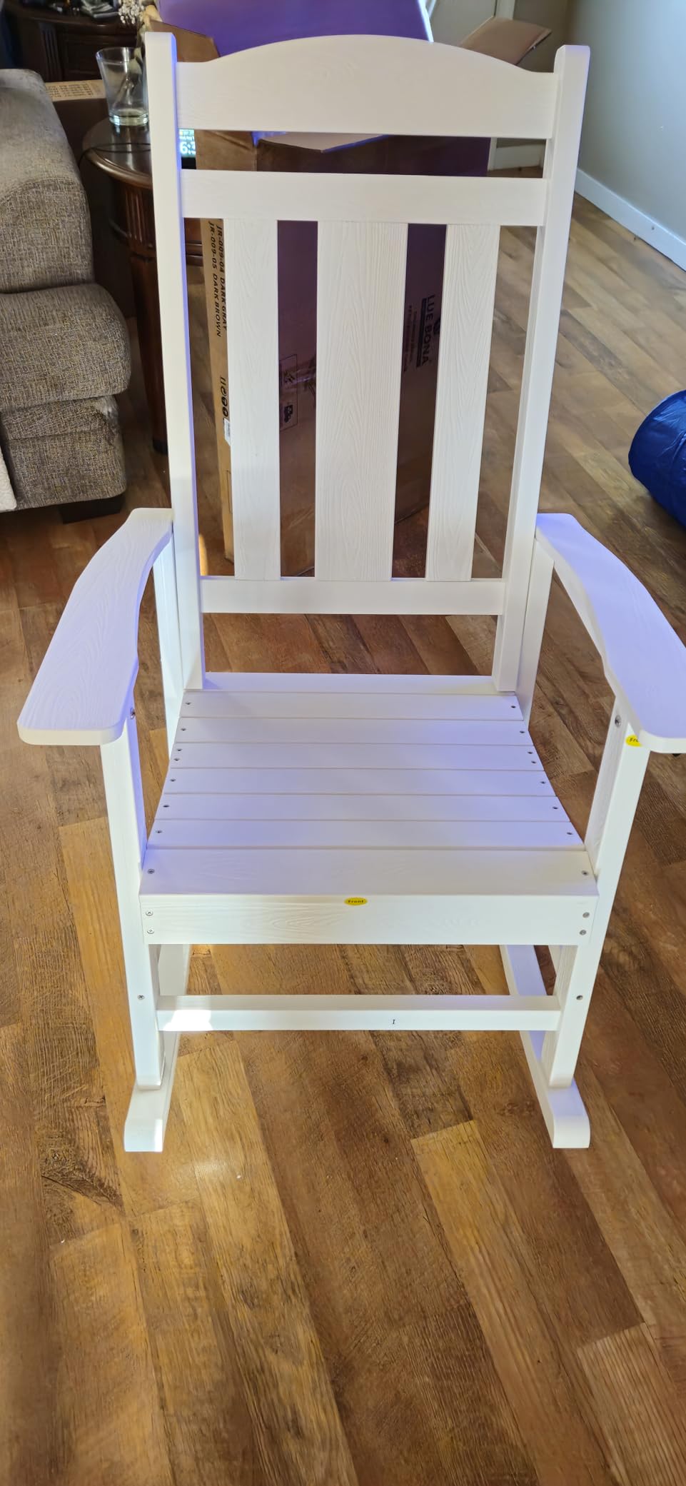 LUE BONA Outdoor Rocking Chairs Set of 2, Weather Resistant Poly Plastic Rocker, 350lb Heavy Duty, Oversized Porch Rocker for Adult, High Back Smooth for Outdoor & Indoor, Black customer photo 2