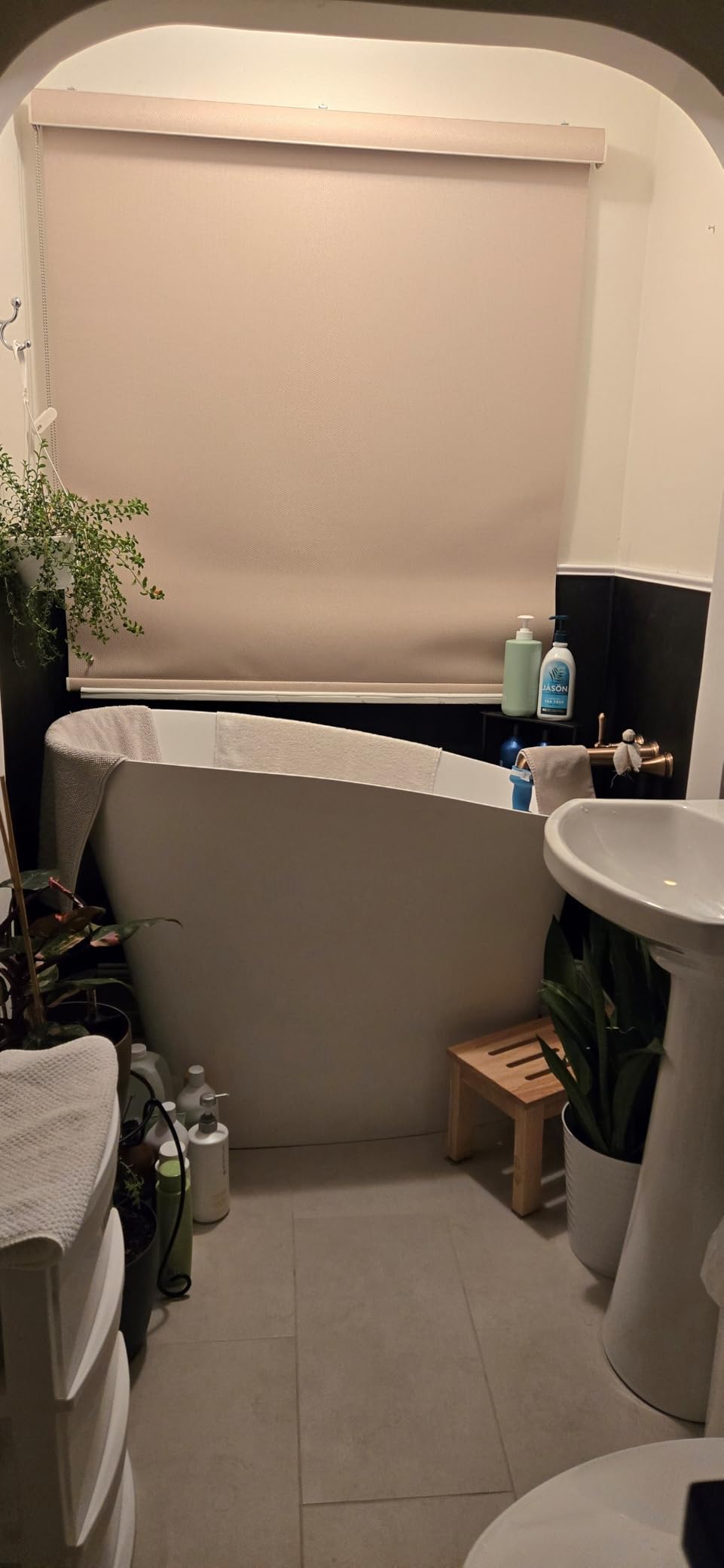 Japanese Soaking Bathtub 47'' Oblique Freestanding Tub Stone Resin Deep Soaking Bathtub in Matte White customer photo 2