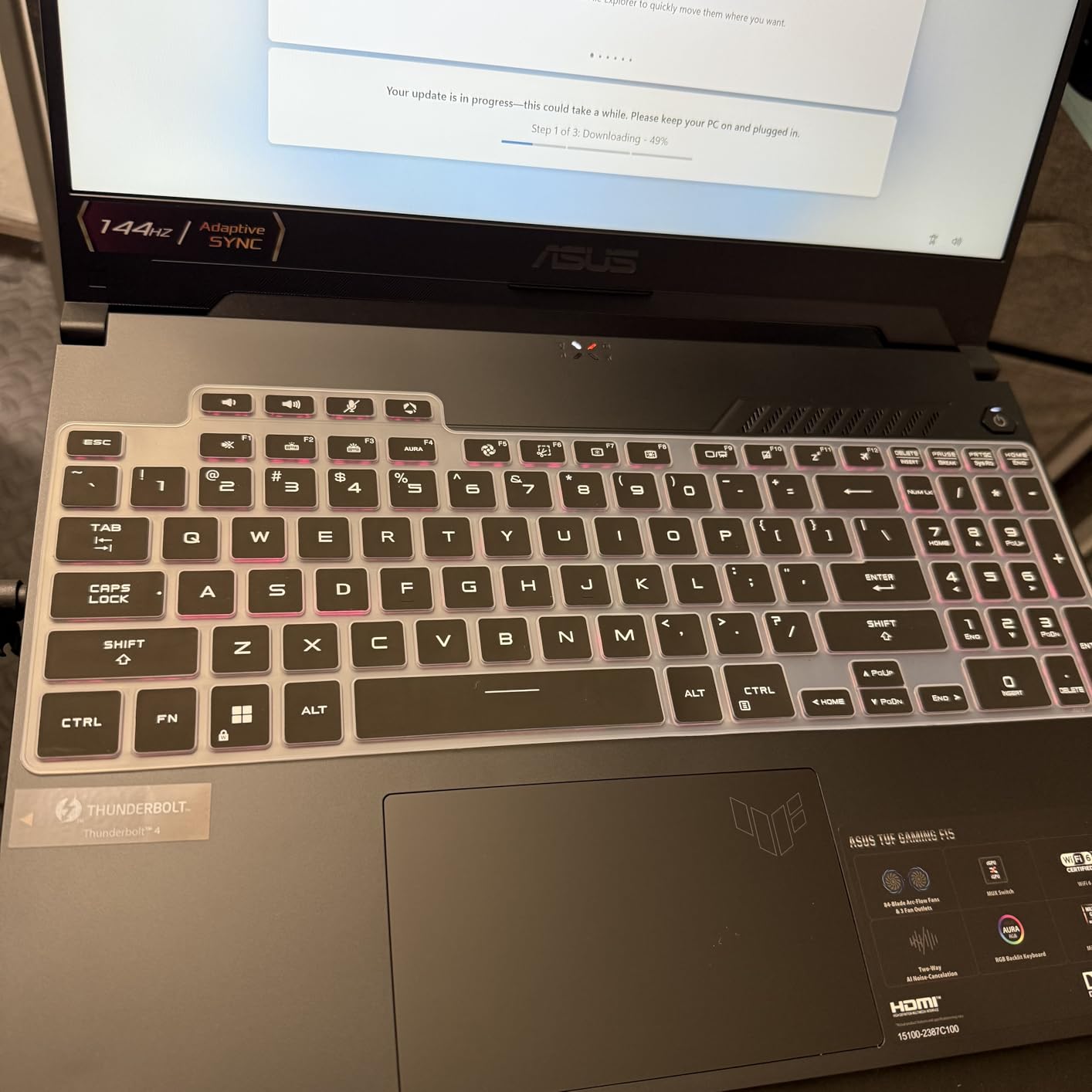 2PCS ASUS TUF Keyboard Cover for 2024 2023 2022 Gaming F15 FX507 FX507VU / F17 FX707 / F16 FX607VU FX607JV, Dash 15 F15 FX517, A16 FA607PI FA617NS 16