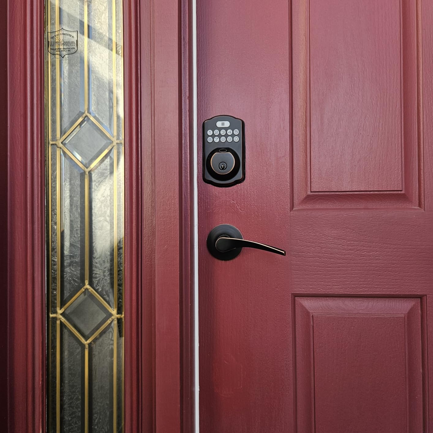 Veise Fingerprint Door Lock with 2 Lever Handles - Keyless Entry Door Lock, Electronic Keypad Deadbolt, Digital Smart Code & Front Handle Sets, Auto-Locking, Easy Installation, Matte Black customer photo 1