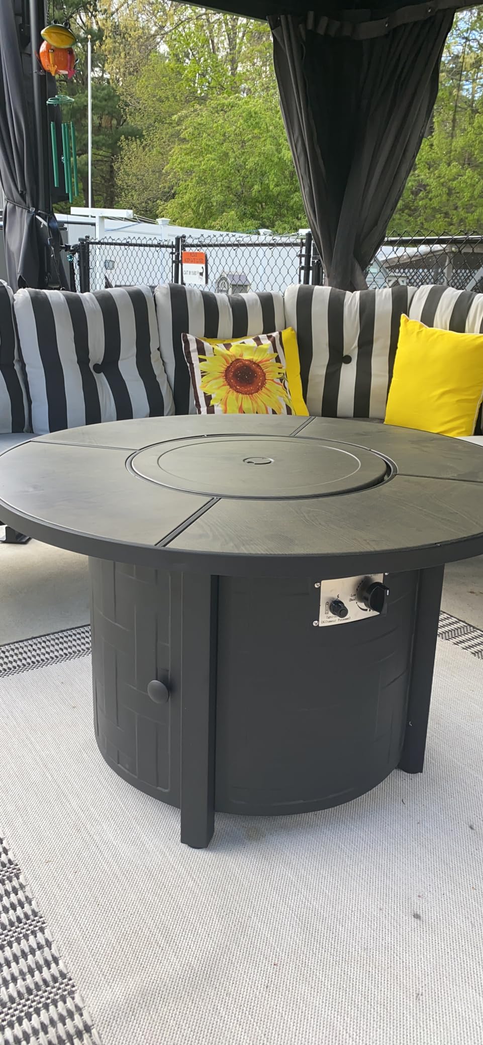TLGREEN Propane Fire Pit Table 42 Inch Round - 50,000 BTU Outdoor Fire Pit with Lid, Converts to Patio Coffee Table, Certified, Includes Waterproof Cover & Blue Fire Glass customer photo 1