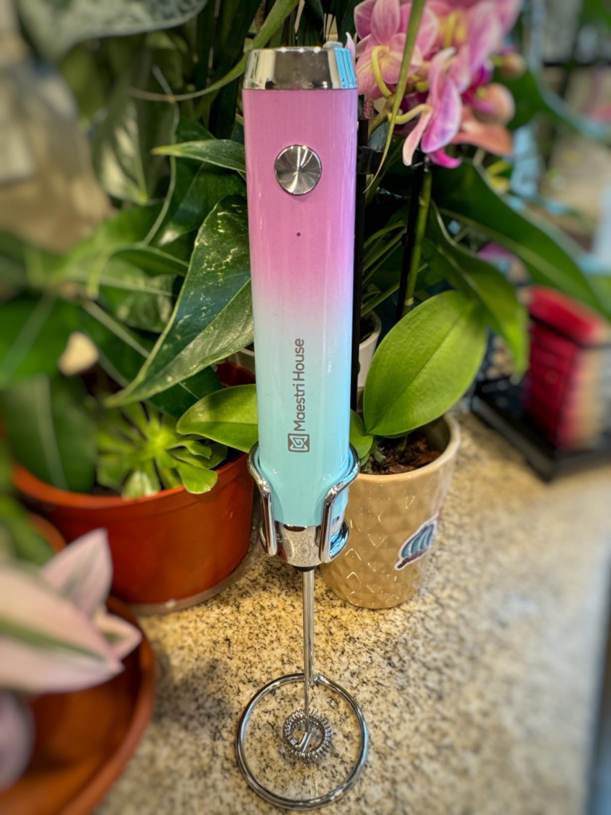 Maestri House Rechargeable Milk Frother with Stand, LunaFro Handheld Electric Foam Maker Waterproof Detachable Stainless Steel Whisk Drink Mixer Foamer for Lattes, Cappuccino customer photo 1