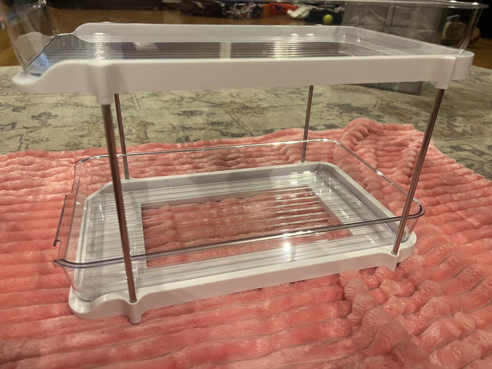 Delamu 2-Tier Multi-Purpose Bathroom Under Sink Organizers and Storage, Stackable Kitchen Pantry Organization, Pull Out Medicine Cabinet Organizer with Movable Dividers, White, 2 Pack customer photo 1