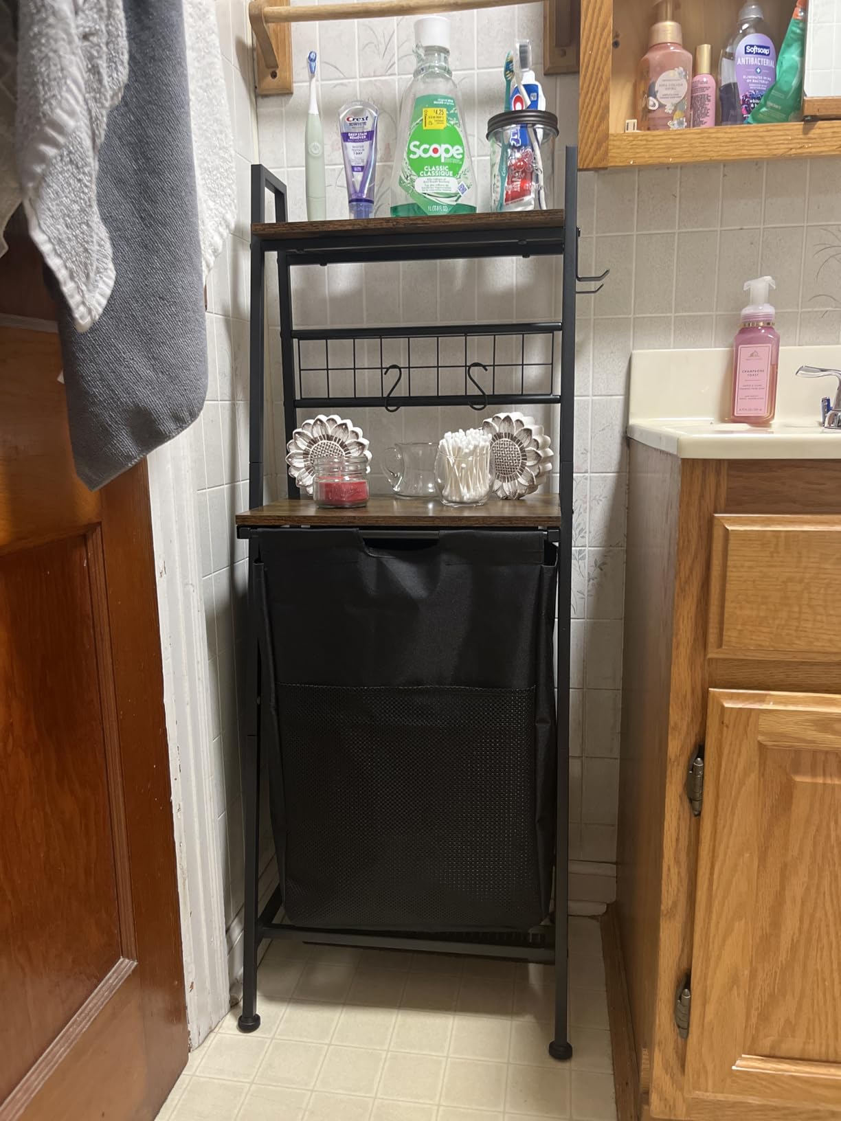 Furnulem 4 Tiers Laundry Hamper with Shelf and Hooks, Tall Laundry Basket Sorter with 2 Removable Bags, Double Clothes Hampers Organizers for Bathroom Bedroom customer photo 2