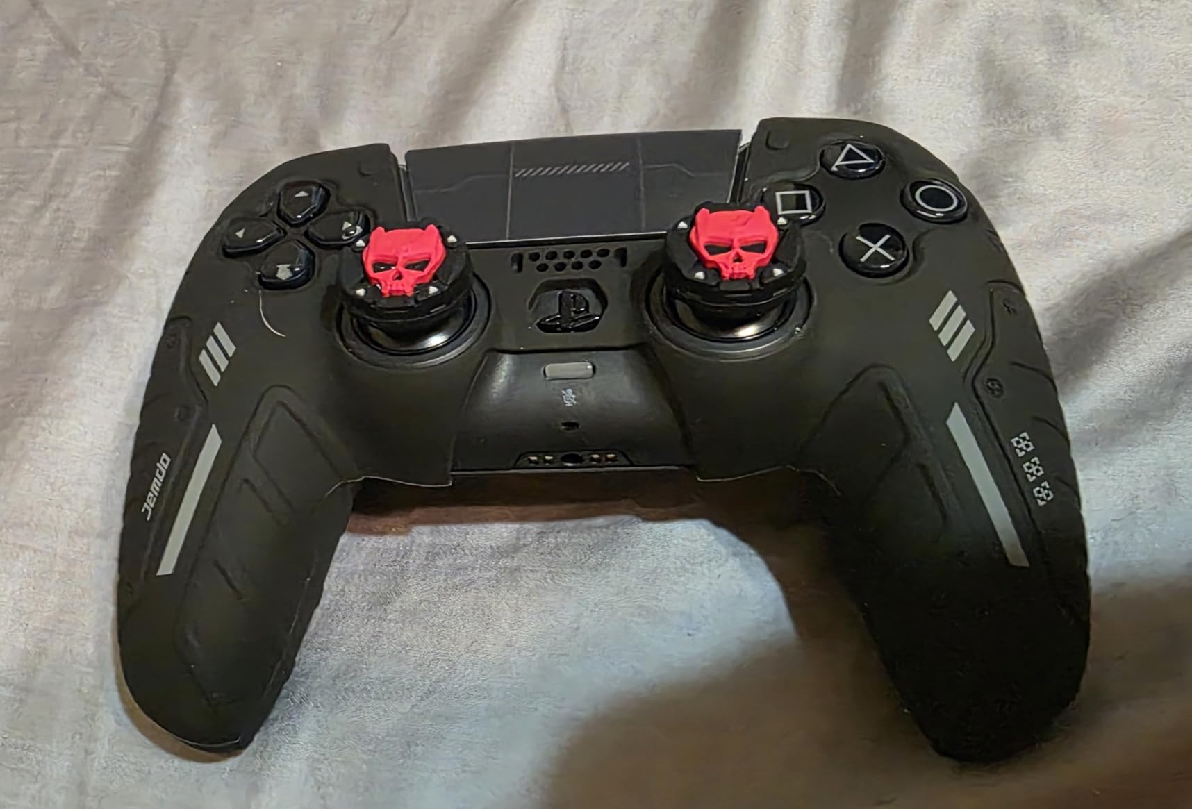 Skull Thumb Grip Caps for PS5 Controller, Thumbsticks Cover Set Compatible with Switch Pro Controller and PS4/PS5, 2 Pairs / 4 Pcs (Black & Red) customer photo 2