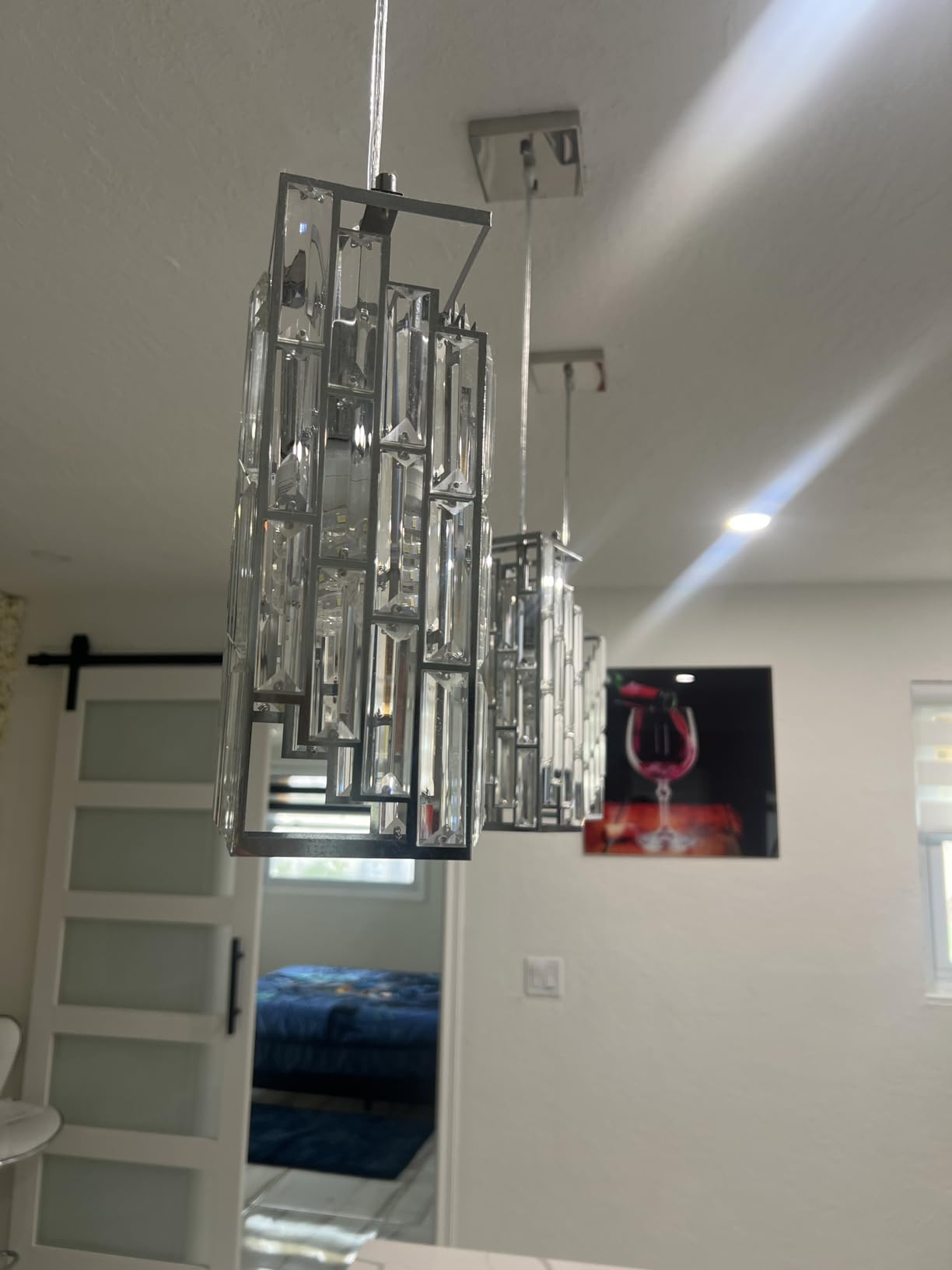 Black Pendant Lighting Modern Pendant Light, Mini Crystal Chandeliers, Adjustable Pendant Light Fixture for Kitchen Island Dinning Room Bedroom (3 Pack) customer photo 2