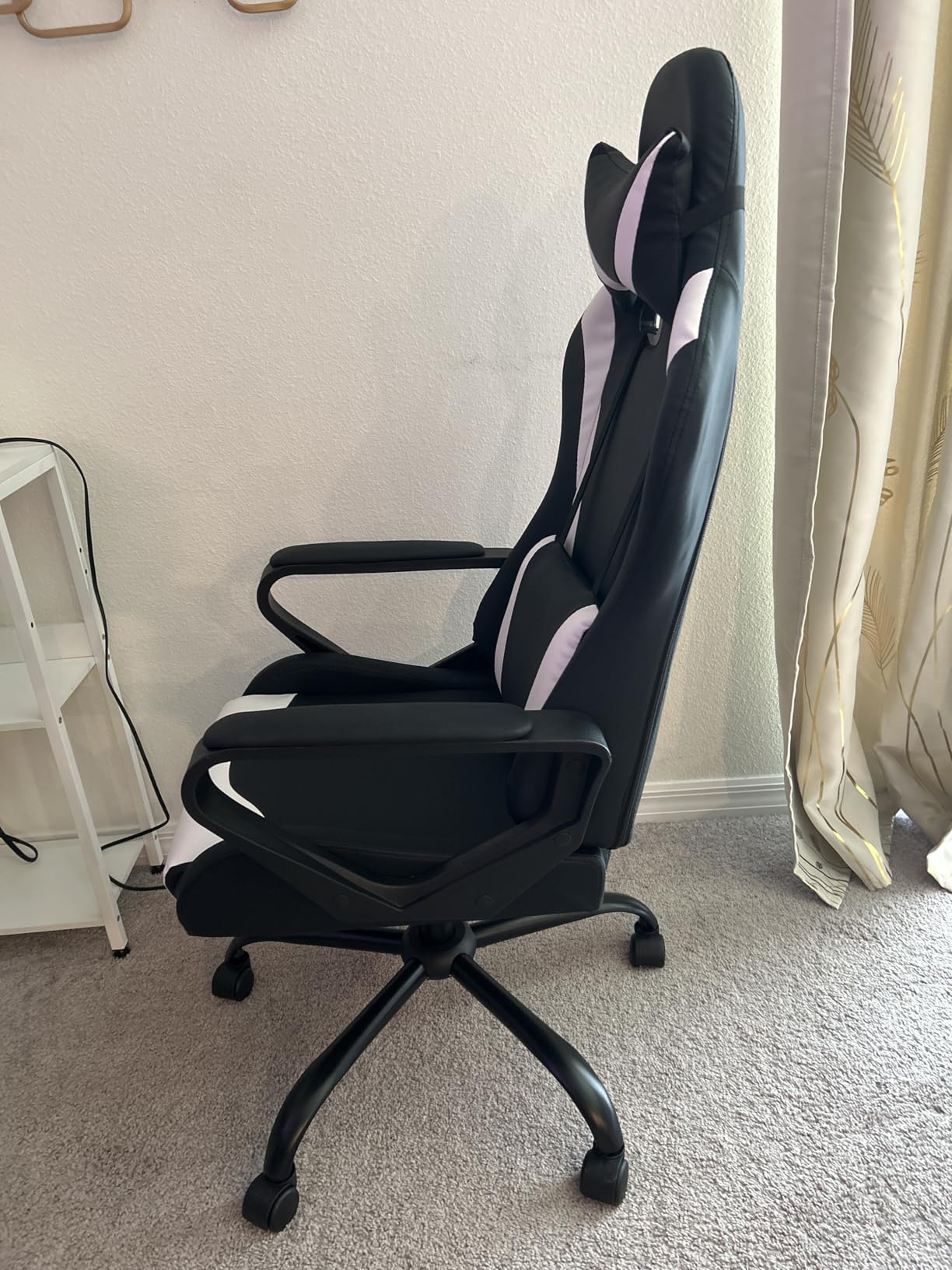 Gaming Chair Office Chair High-Back Ergonomic Video Game Chairs for Kids Teen Adult Height Adjustable Reclining Computer Chair with Lumbar Support Armrest Headrest Game Chair - White customer photo 2