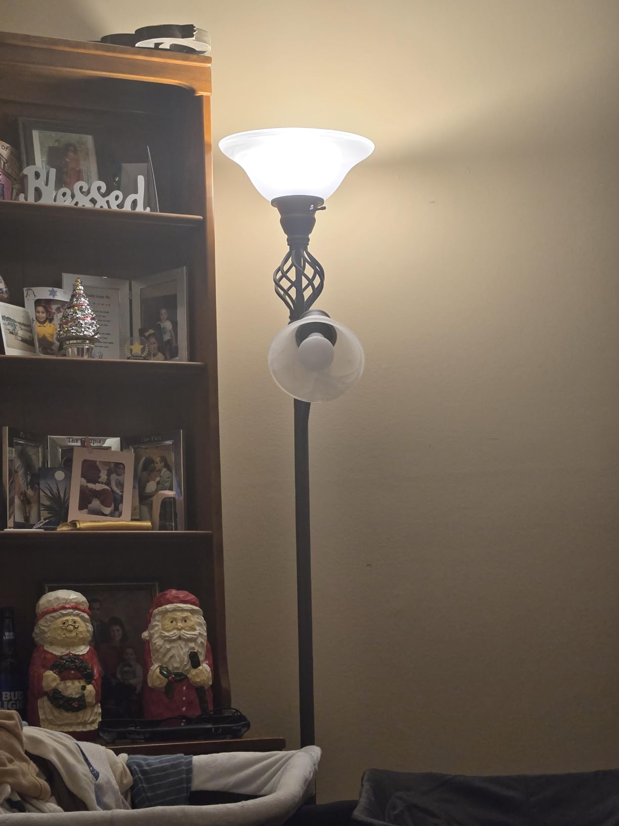 GyroVu Torchiere Floor Lamp for Living Room, LED Standing Reading Light for Bedroom with Glass Shade for Living Room Corner Bedroom Home Office,Bulbs Included (Red Brown,Glass 2 Head) customer photo 2