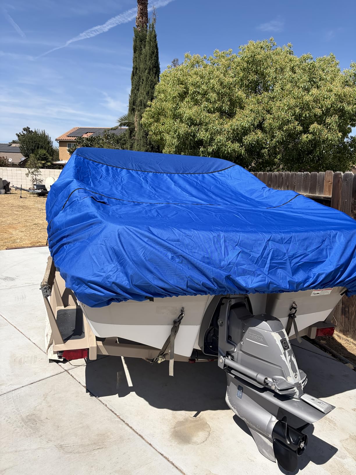 RVMasking Waterproof Boat Cover 17-19 ft, 1400D Heavy Duty Middle Reinforced Marine Grade Trailerable Cover, Fits 17'-19' V-Hull Tri-Hull Bass Boat Runabout Fish Ski Boat with Storage Bag, Gray customer photo 2