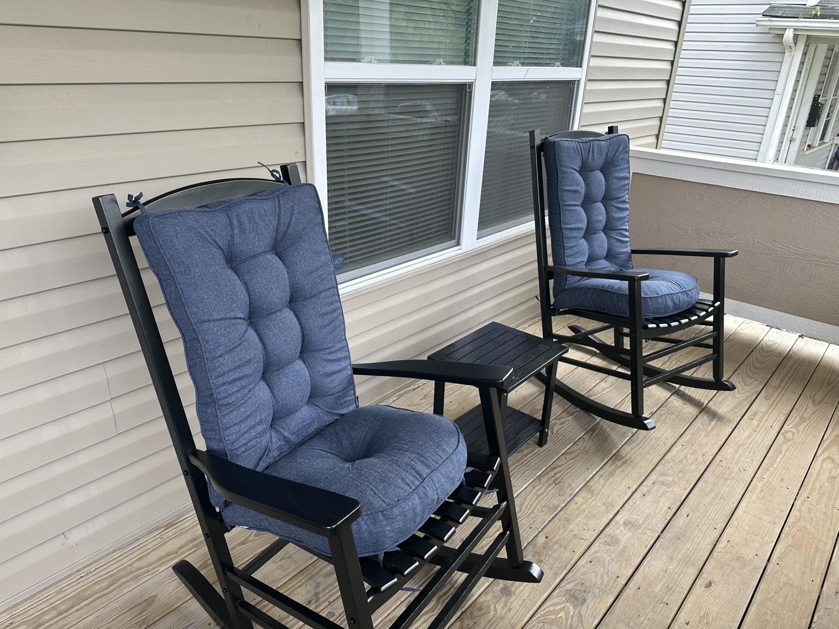 Wooden Oversized Porch Rocker Chair with High Back and Armrest, All Weather Slatted Rocker for Backyard, Garden, 400 lbs Support, Natural customer photo 1