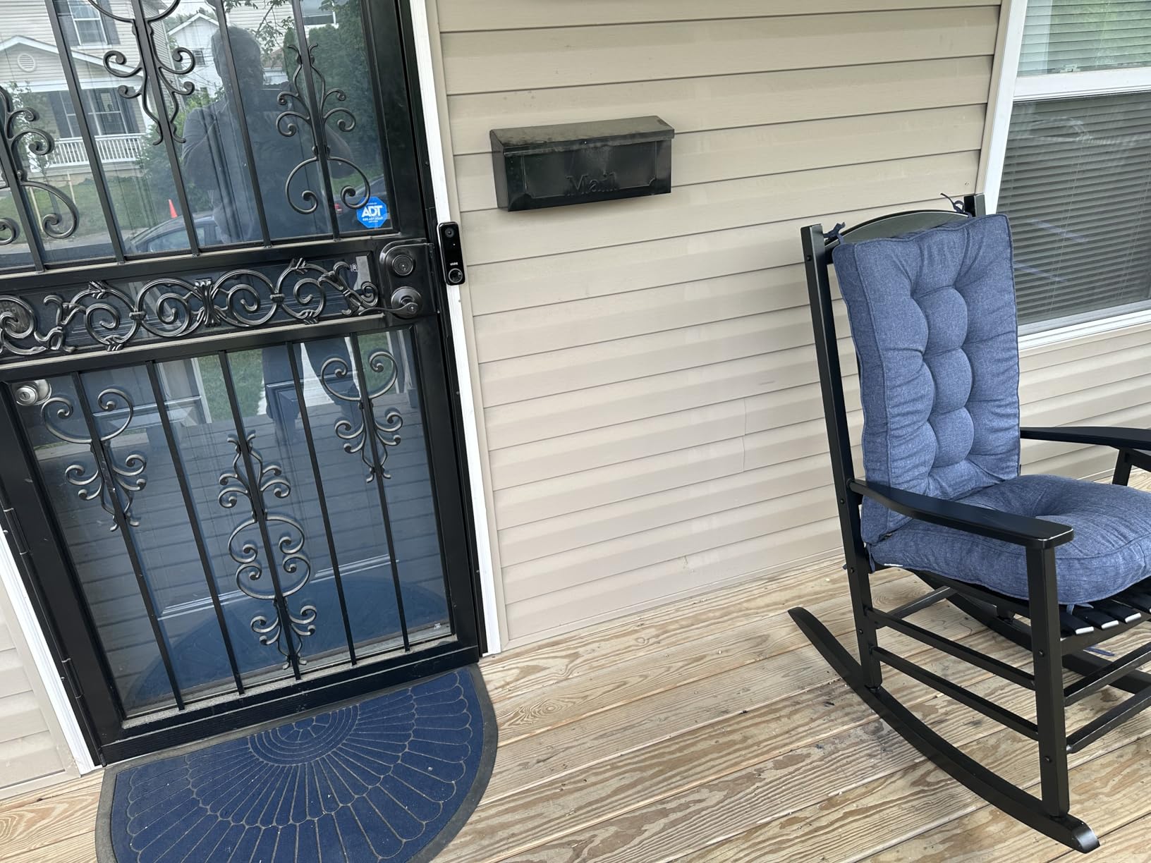 Wooden Oversized Porch Rocker Chair with High Back and Armrest, All Weather Slatted Rocker for Backyard, Garden, 400 lbs Support, Natural customer photo 2