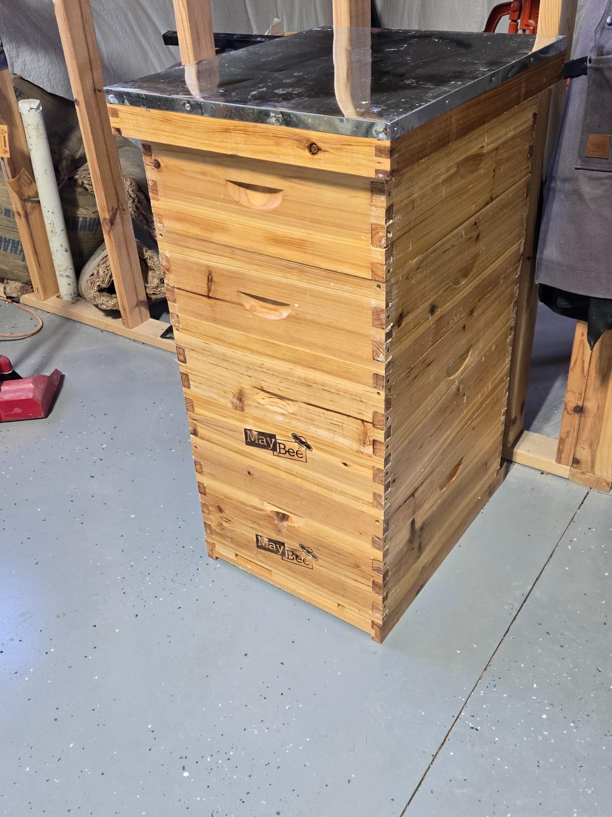 MayBee 10-Frame Langstroth Beehive Dipped in 100% Beeswax, Complete Bee Hives and Supplies Starter Kit Includes 2 Deep Hive Bee Box and 2 Bee Hive Super with Beehive Frames and Foundation customer photo 2