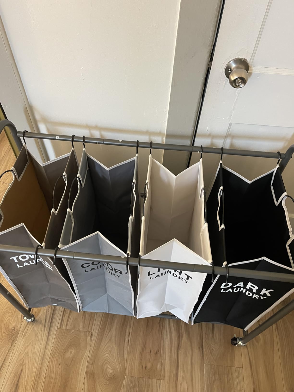 ROMOON Laundry Hamper Sorter Cart: 4-Section Organizer with Heavy-Duty Lockable Wheels and Removable Bags | 180L Rolling Laundry Basket for Dirty Clothes in Laundry Room or Small Spaces (Multicolor) customer photo 2