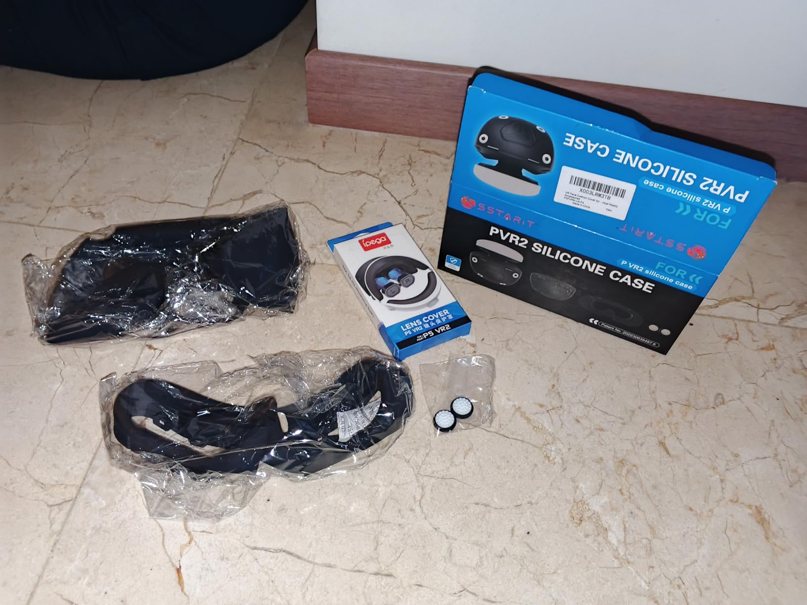 VR Protector Set for PlayStation VR2: Silicone PSVR2 Headset & Face Cushion Cover, Lens Dust Cover & 2 Pack Controller Thumb Grips - Sweatproof & Washable customer photo 2