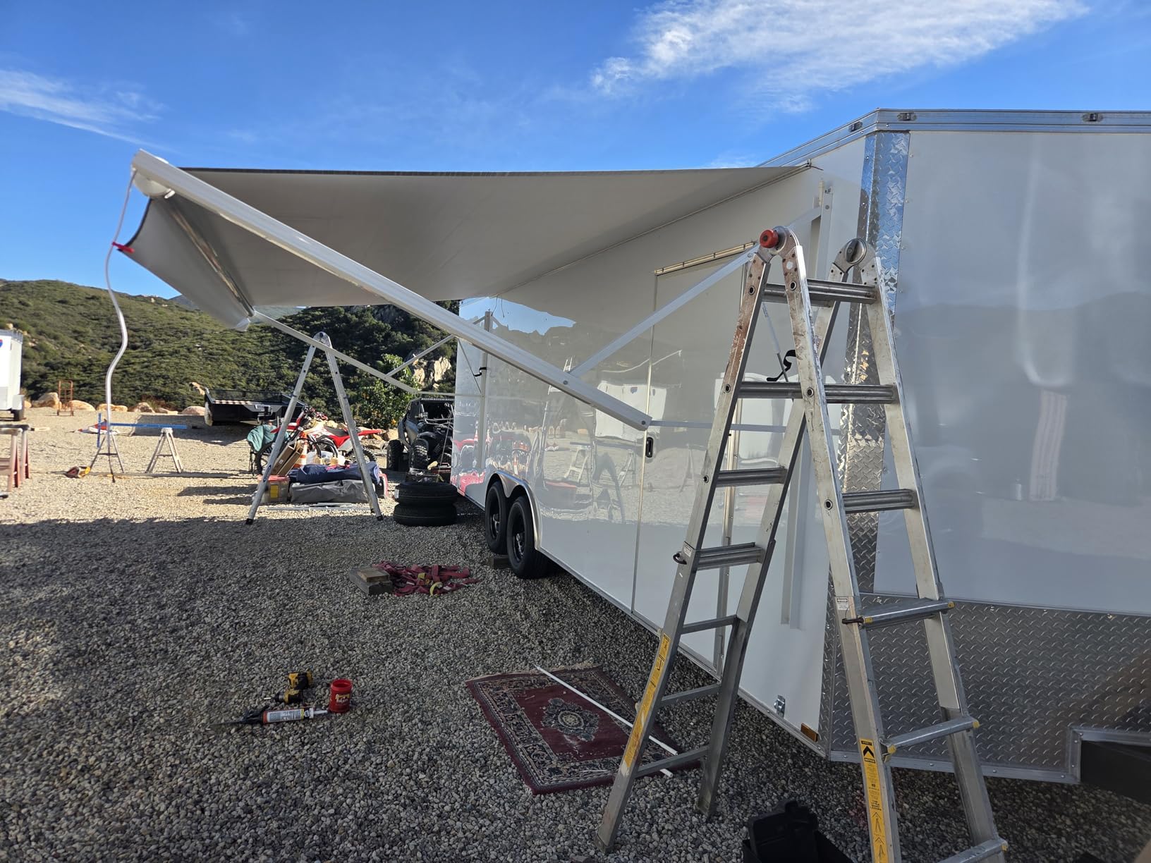 YESCAMP Motorized RV Awning Complete Kit Retractable Electric Camper Awning for RV,Trailers,5th Wheel,Toy Haulers,Motohome RV Trailer Awning for Camper or Home(11Ft,Black Frame,Black Stripe) customer photo 1