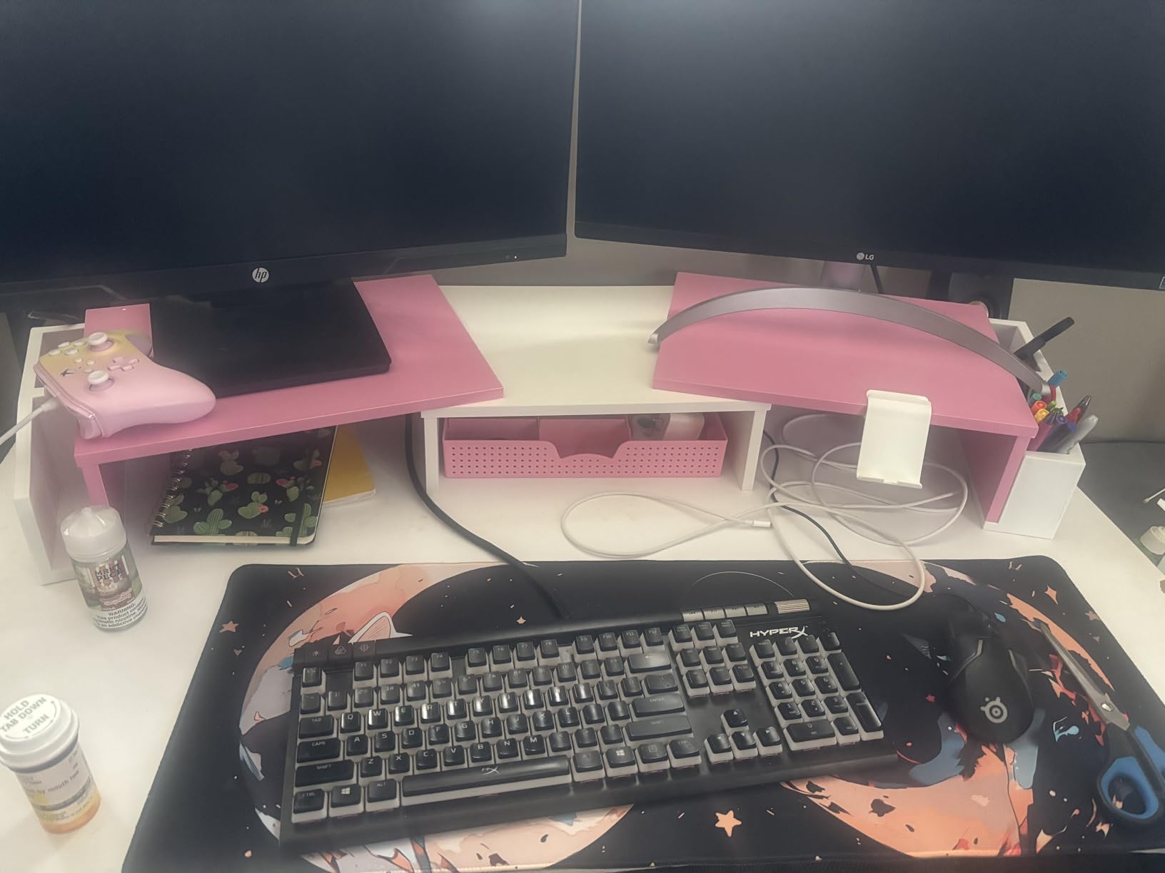 Simple Houseware Desk Dual Monitor Stand Riser with Drawer, Black customer photo 1