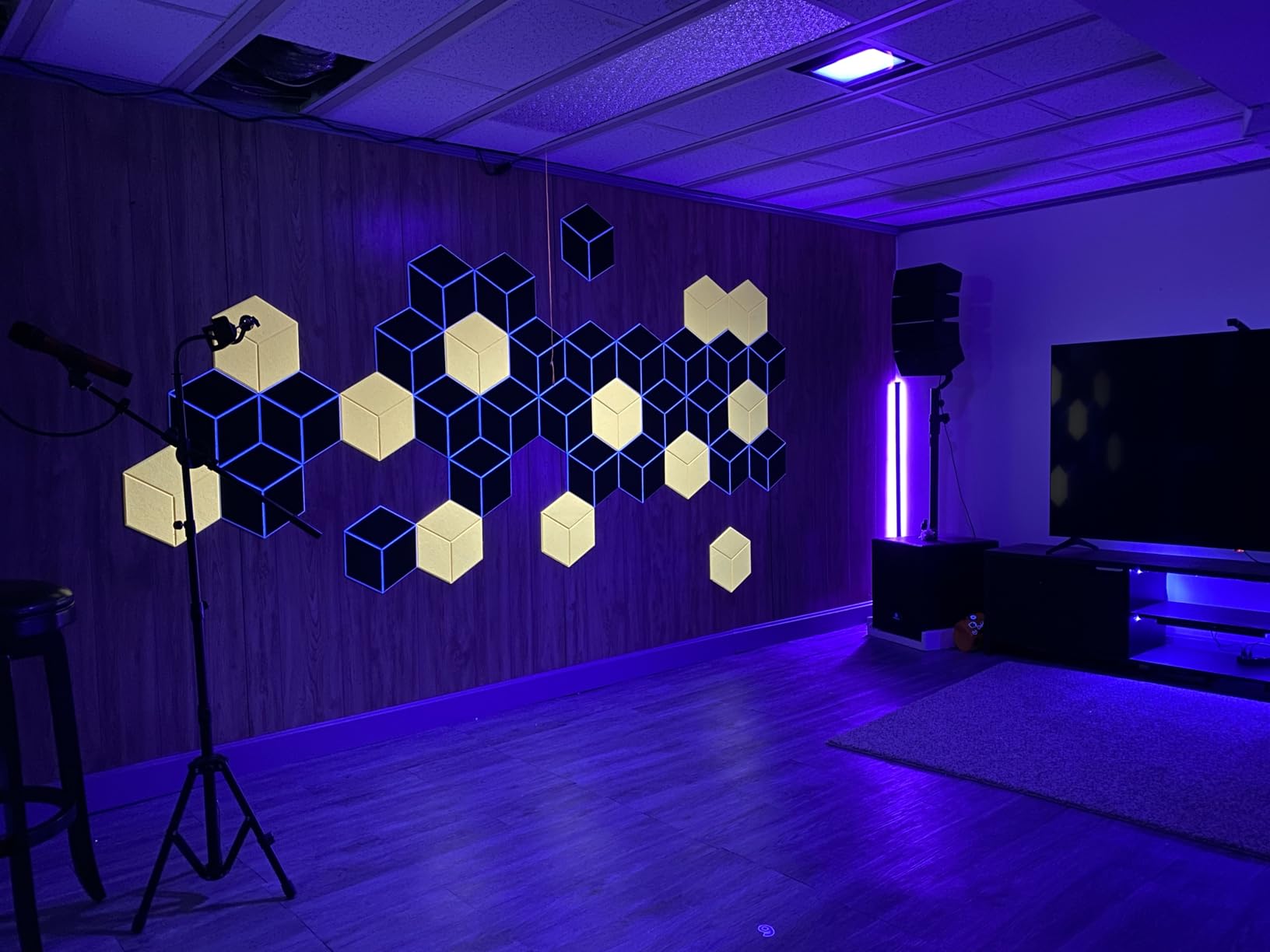 12 Pack Self-Adhesive Acoustic Panels 12 X 10 X 0.4 inches - Sound Proof Foam Panels with High Density, Y-Lined Design (Black) customer photo 1