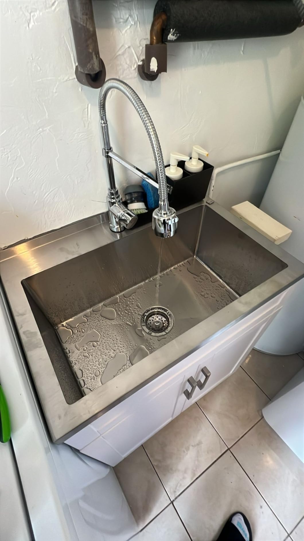 SIMPLIHOME Hennessy All-in-One 28 inch Wide Utility Sink and Laundry Cabinet in Pure White Finish, Transitional Stainless Steel Sink Cabinet for Laundry Rooms with High-Arch Chrome Faucet and Storage customer photo 2