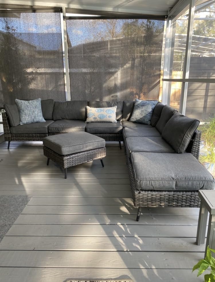 LAUSAINT HOME Outdoor Patio Furniture, 8 Piece Outdoor Sectional Sofa PE Rattan Wicker Patio Conversation Sets, All Weather Patio Furniture Set with Thick Cushions for Garden, Poolside, Backyard(Beige) customer photo 1