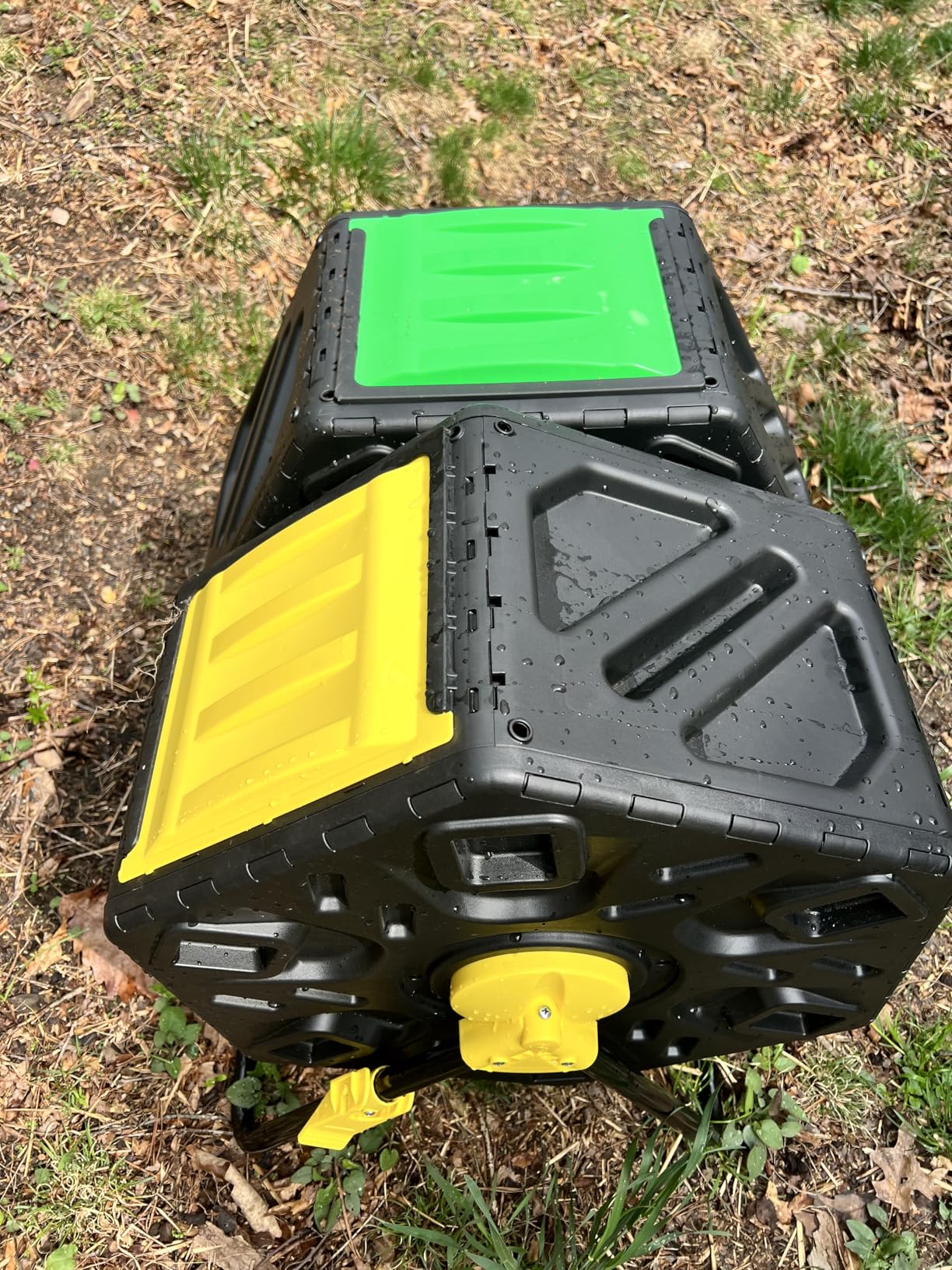 Nouva Outdoor Composting Bin, 18.5 Gallon Single Chamber Small Tumbling Composter,Steel Frame Heavy Duty Barrel for Kitchen Garden Yard customer photo 1