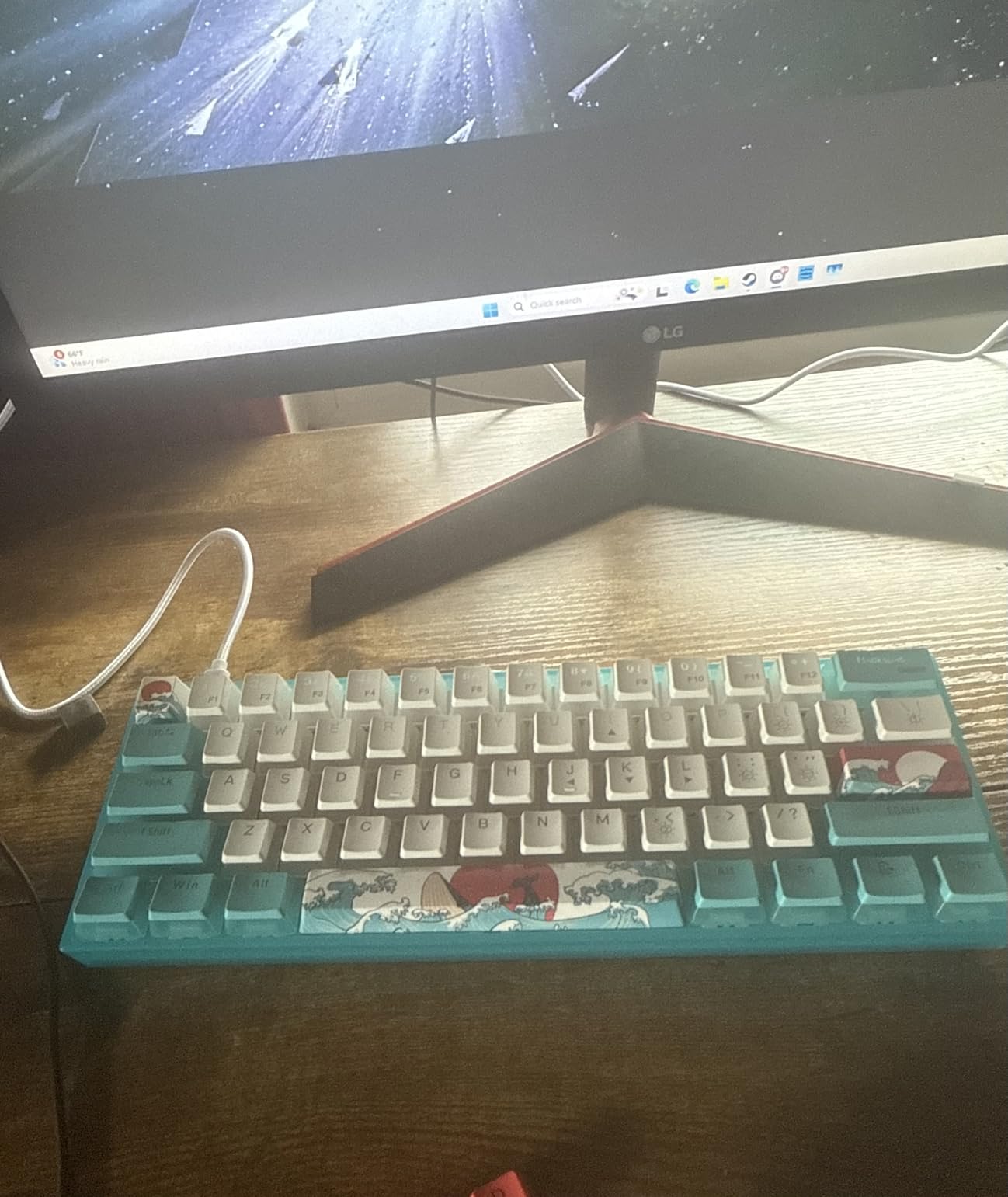 Womier 60% Percent Keyboard,WK61 V2 Mechanical RGB Wired Gaming Keyboard,Hot-Swappable Creamy Key Board with PBT Keycaps,Linear Red Switch for Windows/MAC customer photo 2
