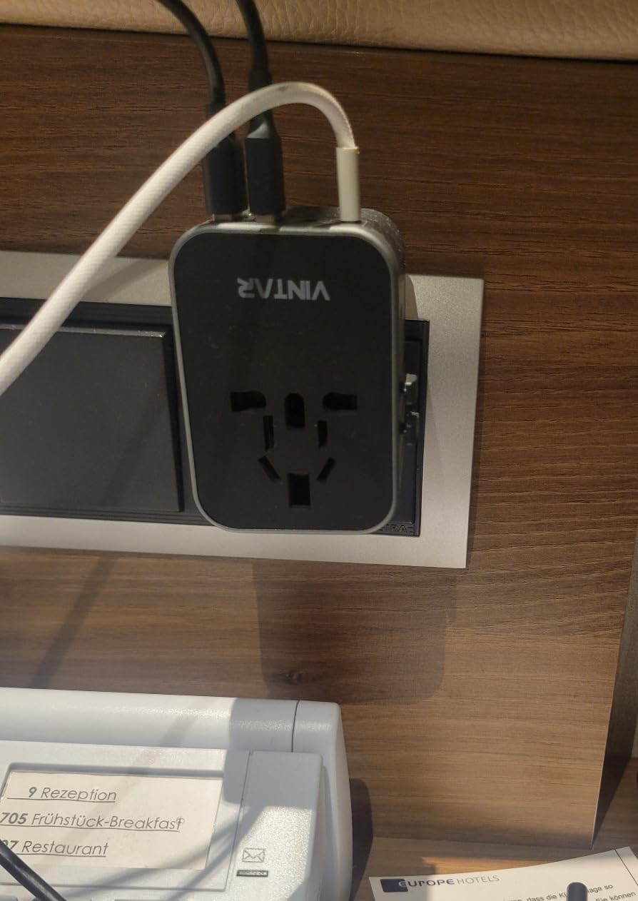 Universal Travel Adapter, VINTAR International Power Adapter with 6A 3 USB C and 2 USB Ports, All in One Travel Essentials Plug Adapter, Worldwide Outlet Converter for Europe UK USA AUS (Type C/G/A/I) customer photo 1