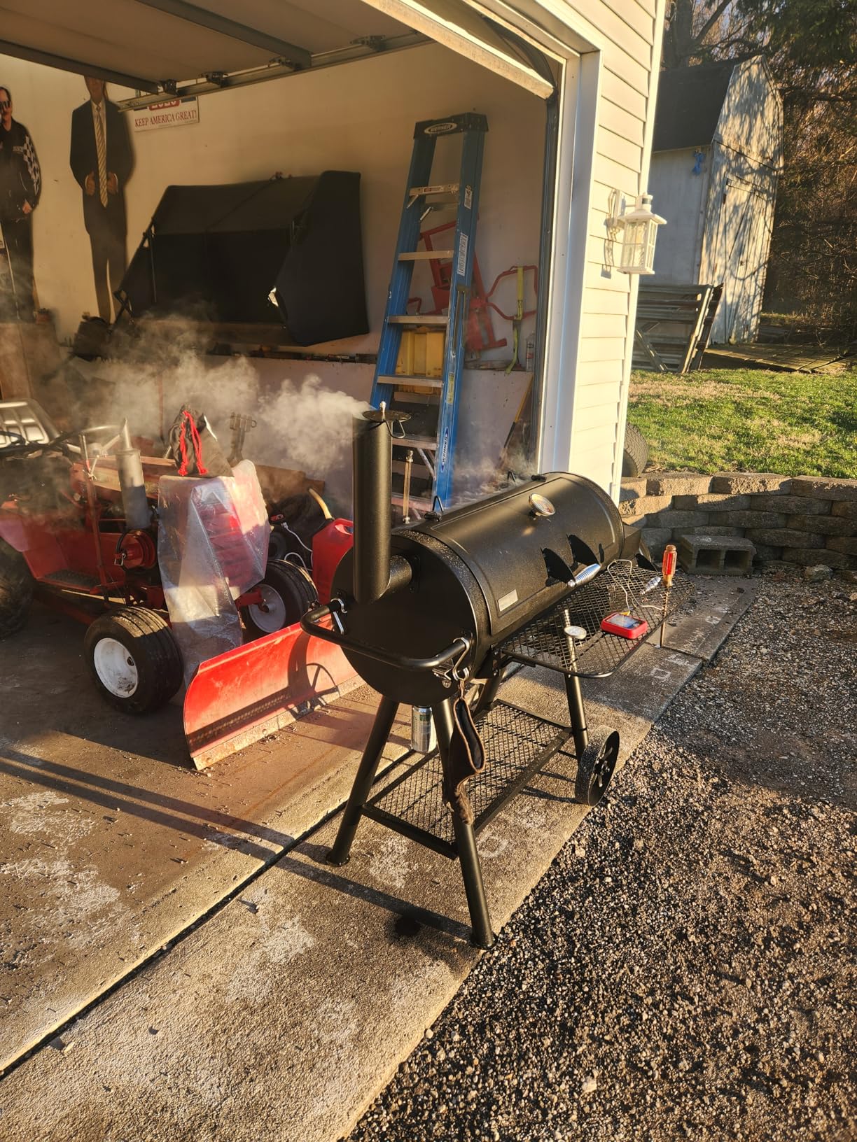 MFSTUDIO Heavy Duty Charcoal Wood Offset Outdoor Smoker Grill, Extra Large Charcoal Grill with Smoker Combo for BBQ Grilling, 941 SQ.IN. customer photo 1