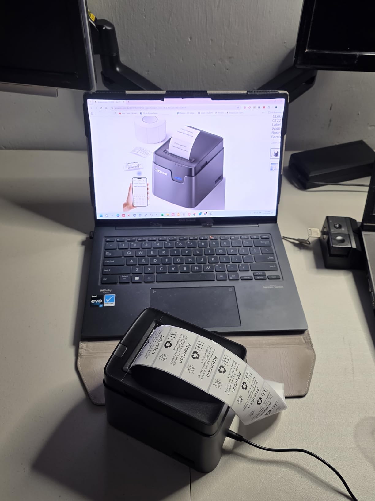 CLABEL Desk Bluetooth Barcode Label Printer: 221D Label Maker with Direct Thermal Printing, 2 Inch Print Width for Barcodes Address Office Warehouse with 1 Roll Label customer photo 1