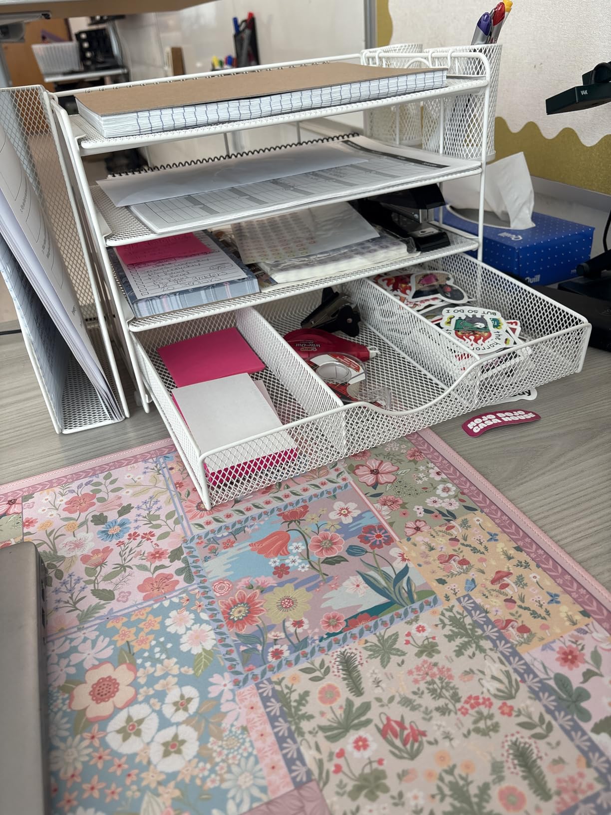 gianotter Desk Organizers and Accessories with File Holder, 4-Tier Desk Accessories & Workspace Organizers with Drawer and 2 Pen Holder, Paper Organizer for Office Supplies (Rose Gold) customer photo 2