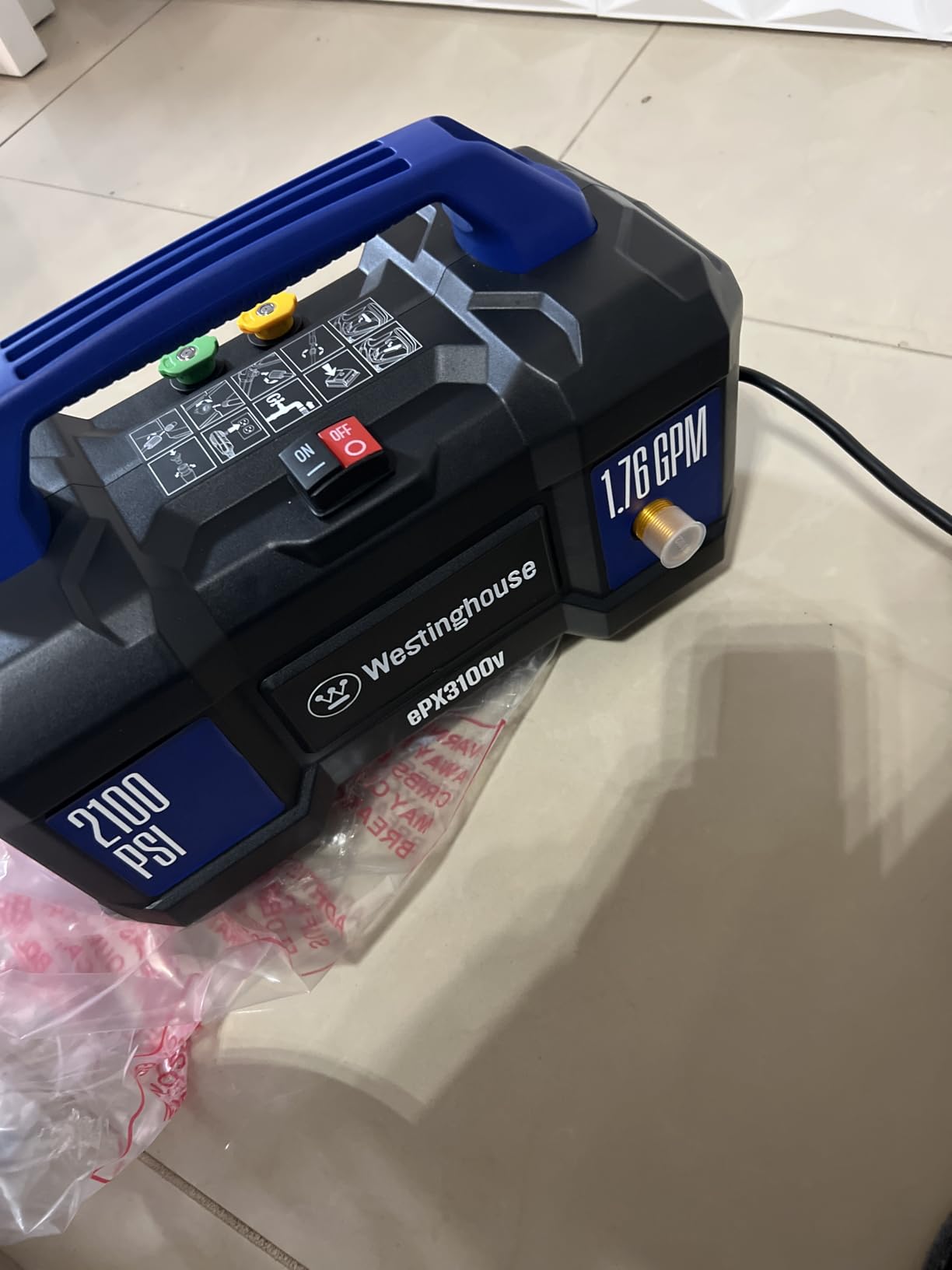 Westinghouse ePX3100v Electric Pressure Washer, 2100 Max PSI 1.76 Max GPM, Built-in Carry Handle, Detachable Foam Cannon, Pro-Style Steel Wand, 3-Nozzle Set customer photo 1