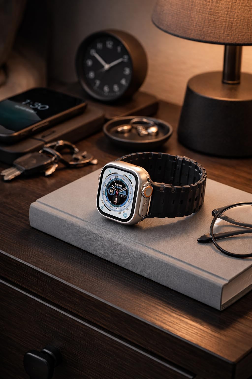 Apple Watch Ultra [GPS + Cellular 49mm] Titanium Case with Midnight Ocean Band, One Size (Renewed) customer photo 1