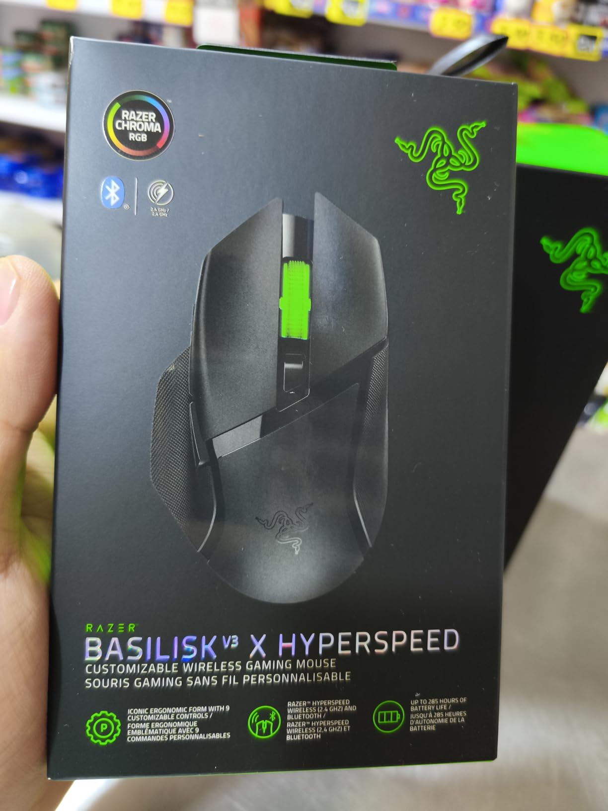 Razer Basilisk V3 X HyperSpeed Gaming Mouse - Optical - Wireless - Bluetooth/Radio Frequency - 2.40 GHz - Black - USB - 18000 dpi - 7 Button(s) - 7 Programmable Button(s) - Right-handed customer photo 2