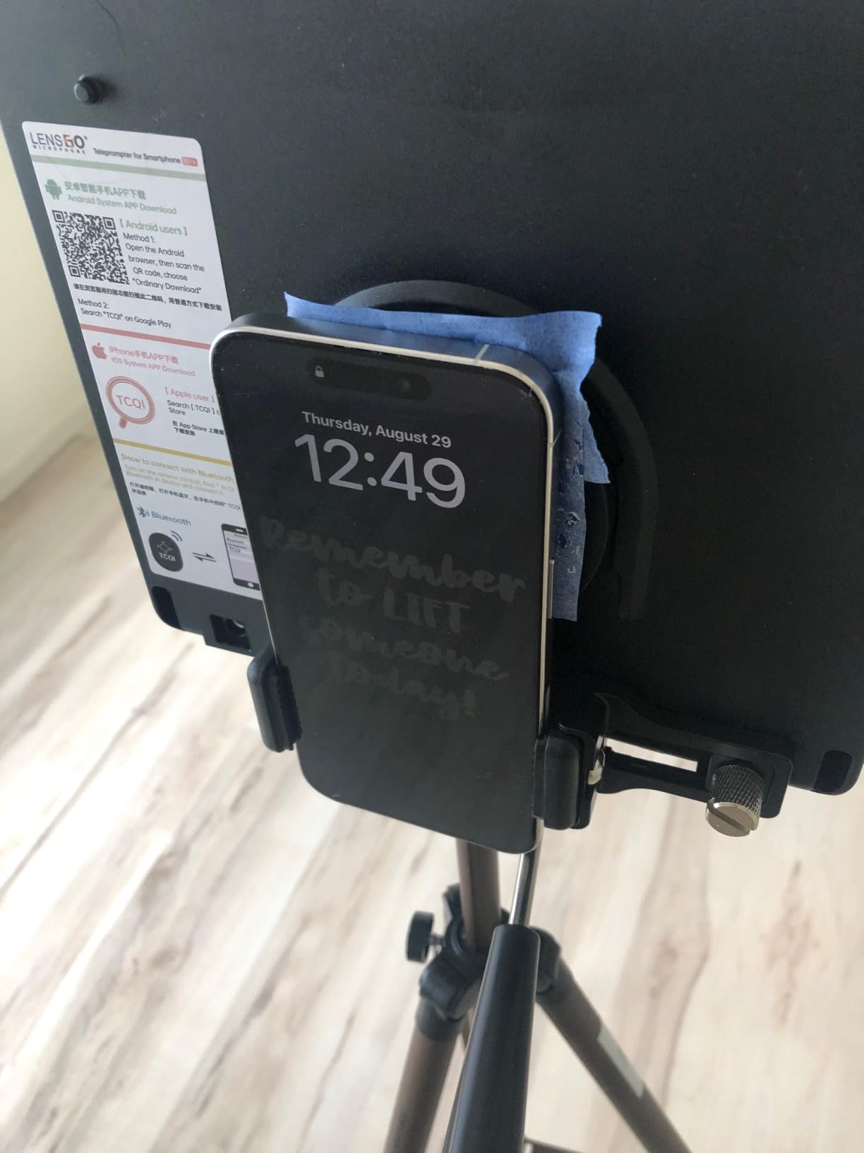 LENSGO TC7S Portable Teleprompter for Phone, One-Second Fold Mini Teleprompter with Remote Control,App Compatible with iPhone & Android for Online Teaching Vlog Live Streaming Interview customer photo 2