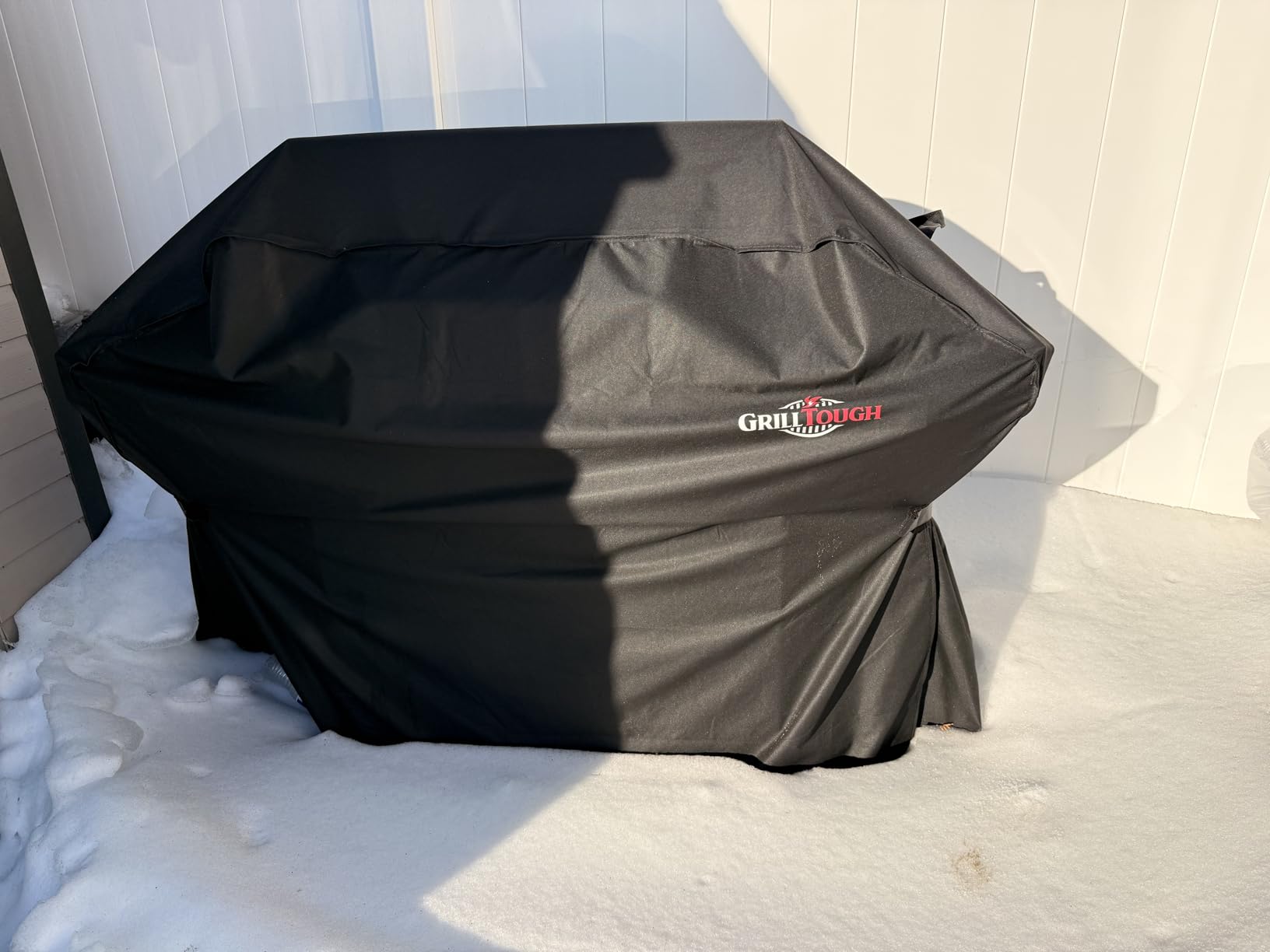 Heavy Duty BBQ Grill Cover for Outdoor Grill, 58 Inch - Waterproof, Weather Resistant, UV & Fade Resistant with Adjustable Straps - Gas Grill Cover for Weber, Genesis, Charbroil, etc. Black customer photo 1
