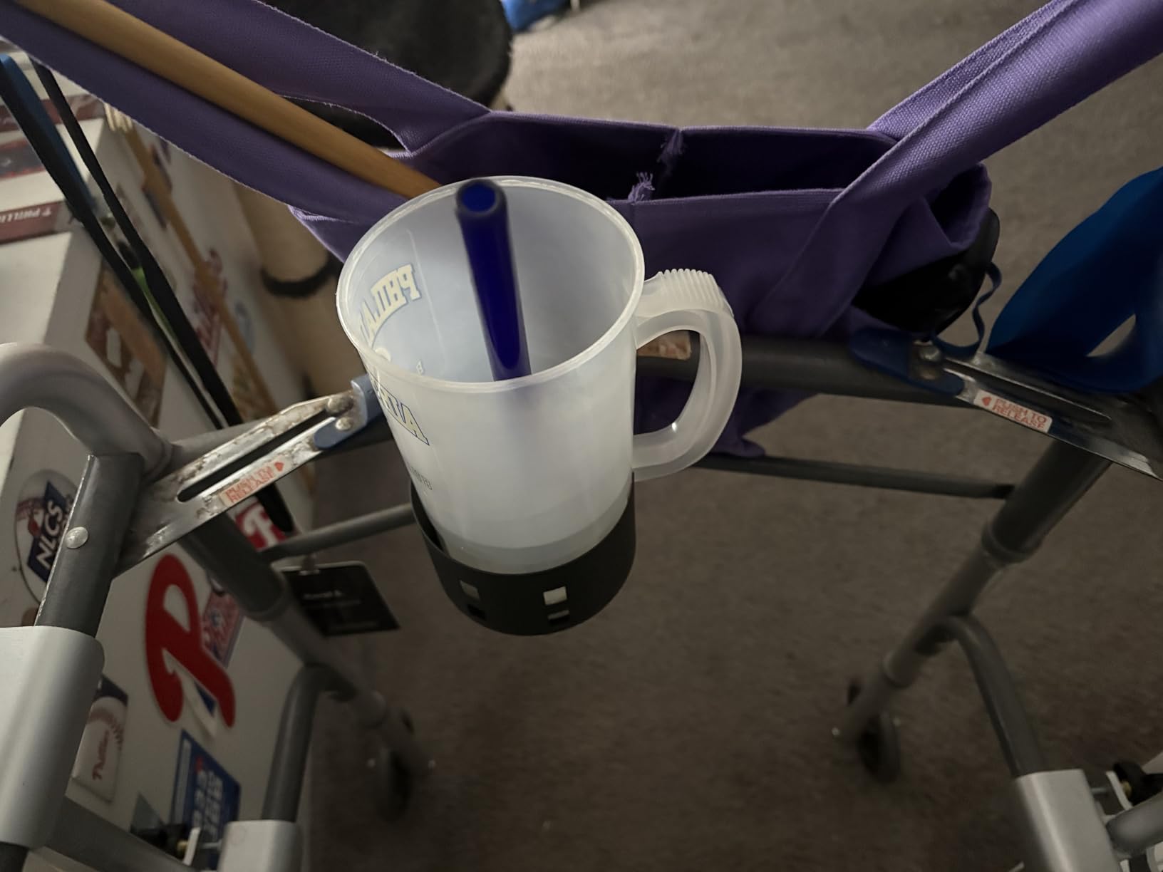 Upgraded Large Desk Cup Holder Clamp, OOKUU Anti-Spill Table Cup Holder, Metal Office & PC Gaming Desk Accessories, Compatible with Universal Cup, Bottles, Pencil Holder (Black) customer photo 1