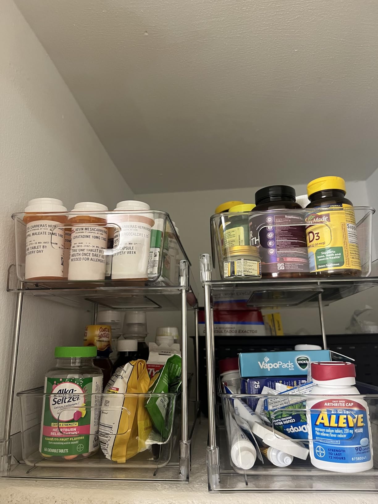 Vtopmart 2 Tier Bathroom Storage Organizer, 2 Pack Clear Under Sink Organizers Vanity Counter Storage Container, Cabinet Drawers Bins, Pull-Out Organization with Track for Pantry, Kitchen customer photo 1