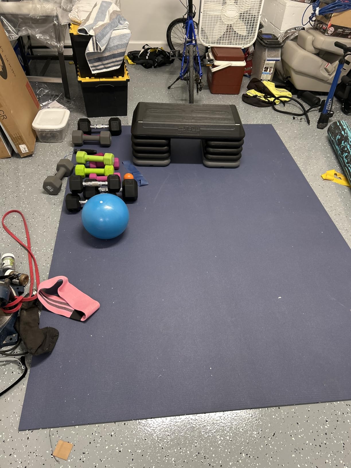 Large Exercise Mat for Home Workout,12'x6'/10'x6'/9'x6'/8'x6'/7'x5'/6'x4' (7mm) Extra Thick Workout Mat, High-Density Gym Mat for Cardio, Jump Rope, MMA, Weights (Shoe-Friendly) customer photo 2